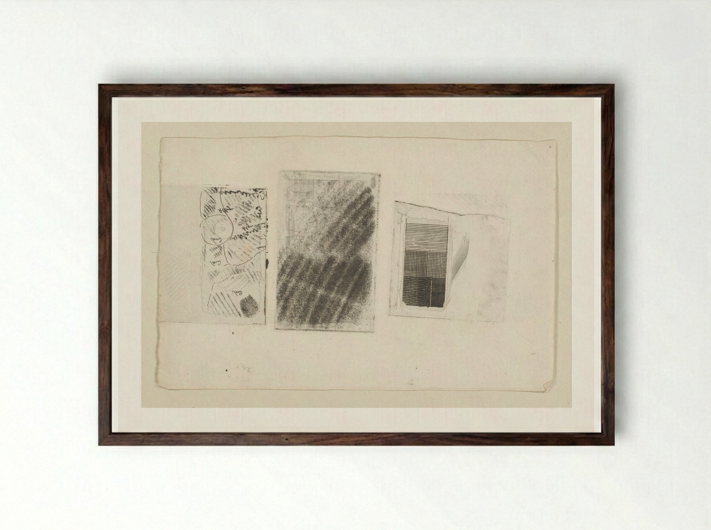 Drie proeven (Three Proofs) - Cornelis Ploos van Amstel - Framed Print Dark Wood