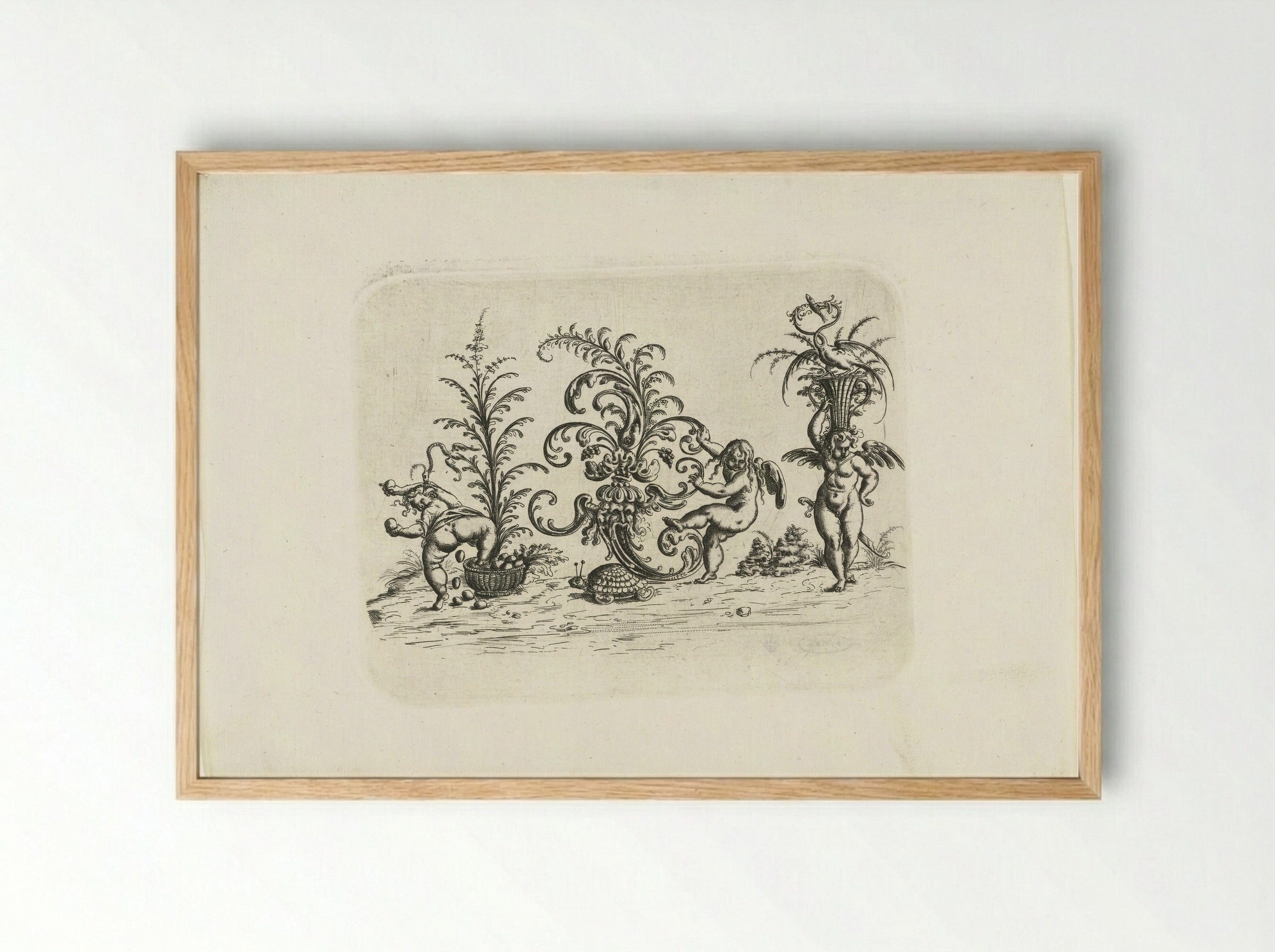 Drie putti - Christoph Jamnitzer - Framed Print Wood