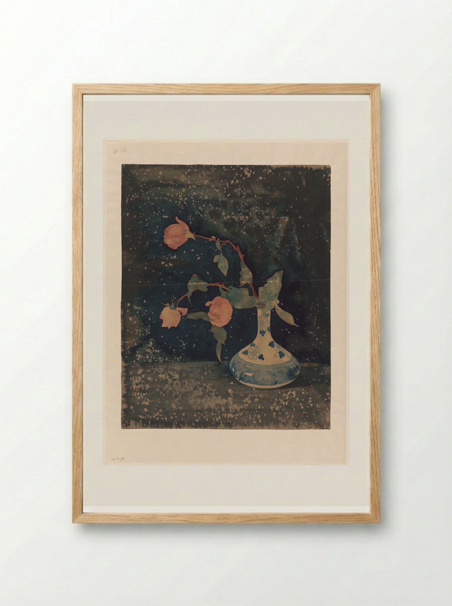 Drie rozen in een oosterse vaas - Theo Nieuwenhuis - Framed Print Wood