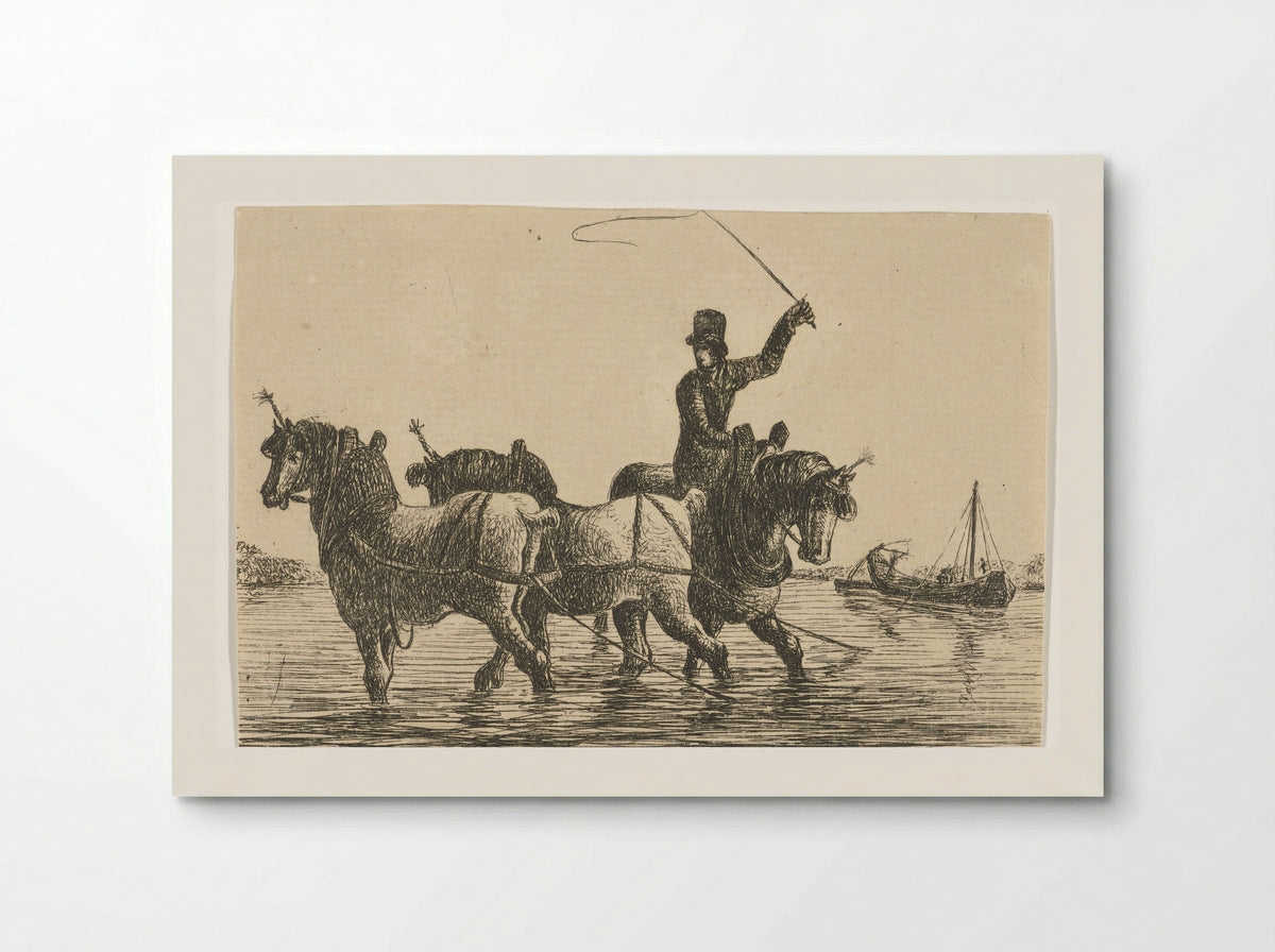 Drie trekpaarden in het water - Otto Baron Howen - Poster
