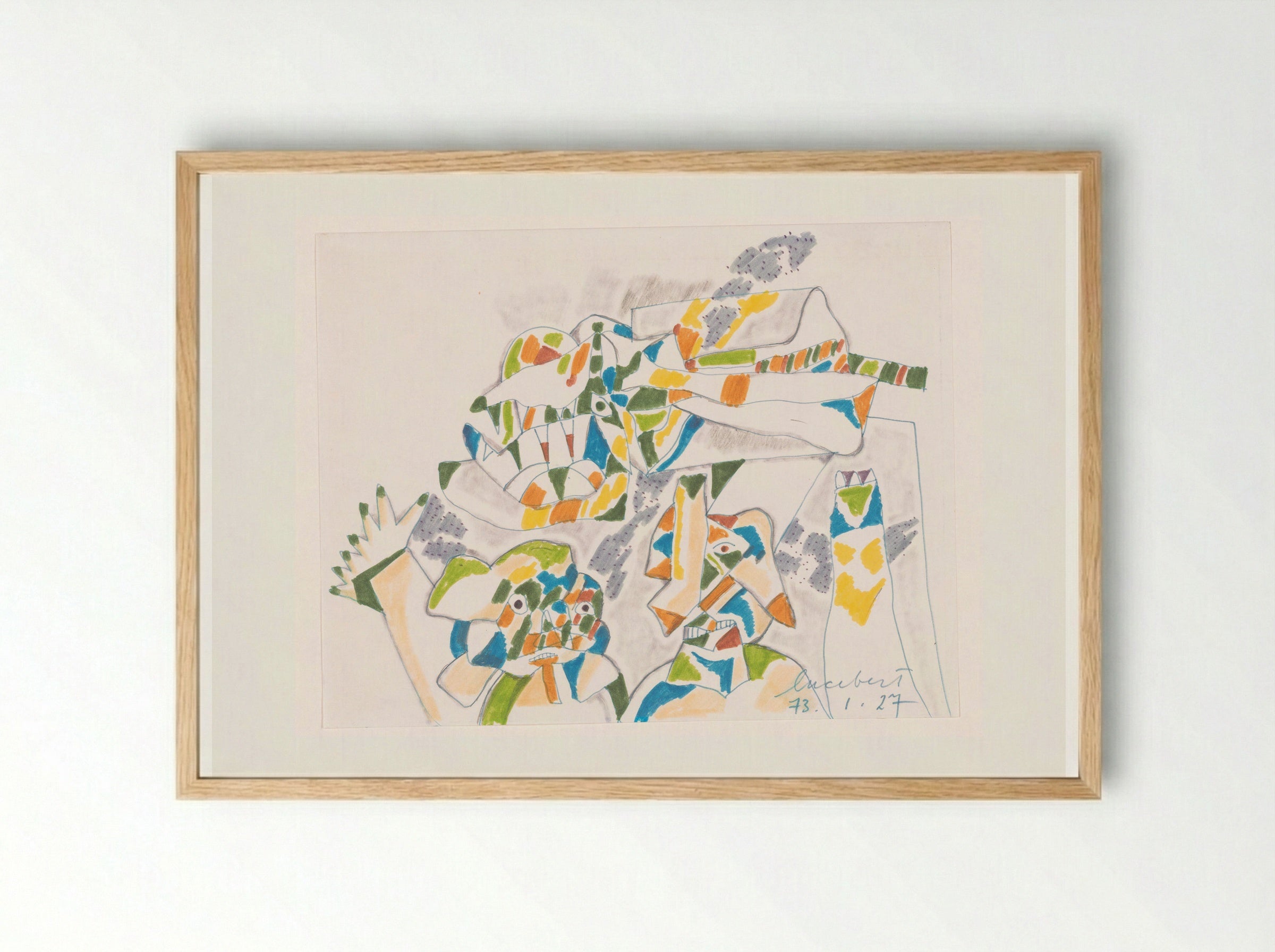 Drie wezens - Lucebert - Framed Print Wood
