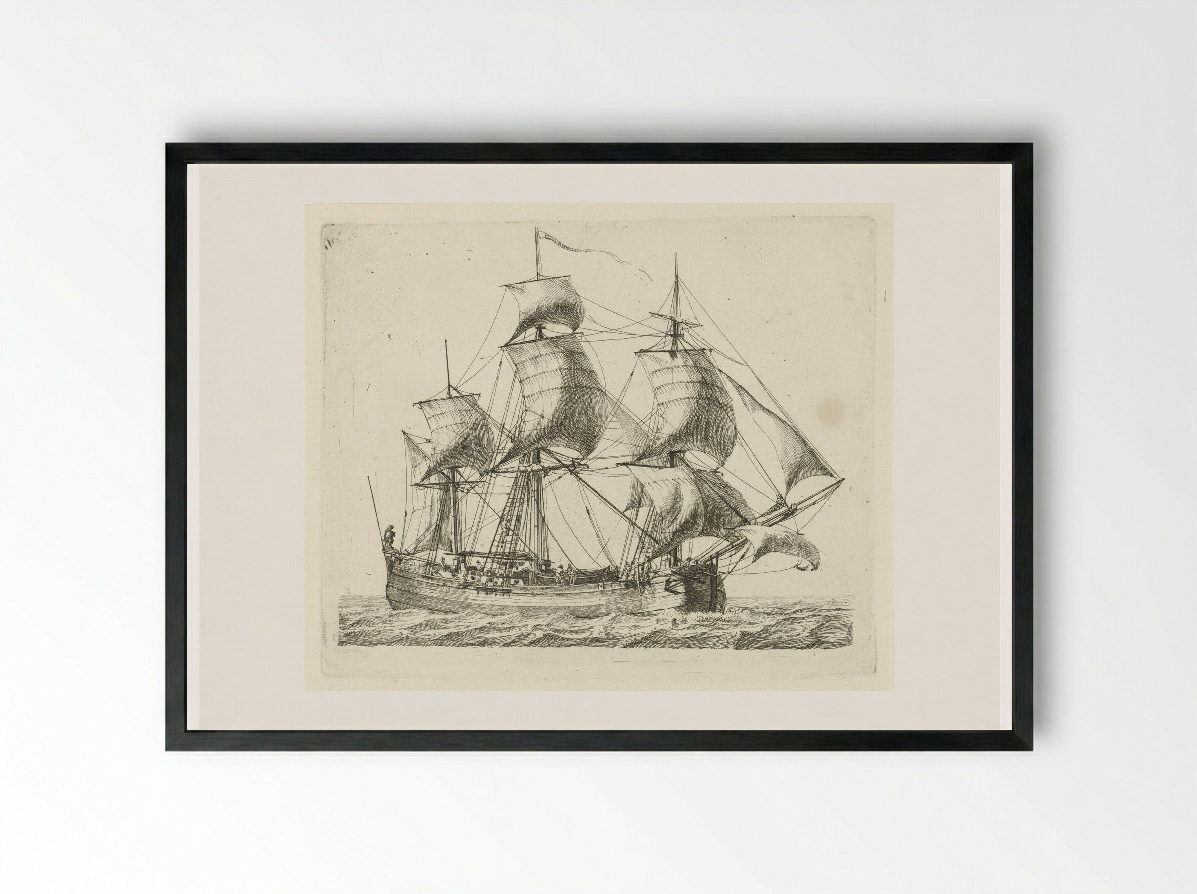 Driemaster met de wind in de zeilen - Gerrit Groenewegen - Framed Print Black