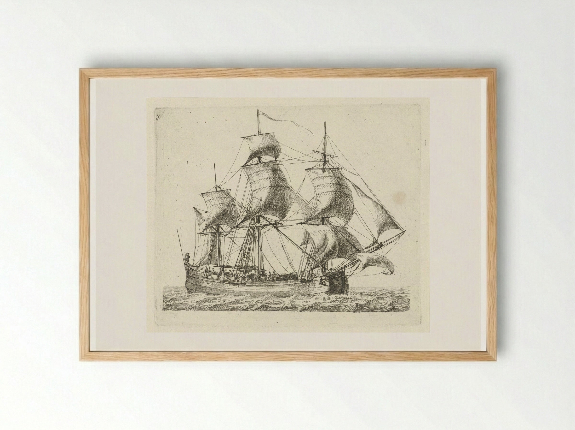 Driemaster met de wind in de zeilen - Gerrit Groenewegen - Framed Print Wood