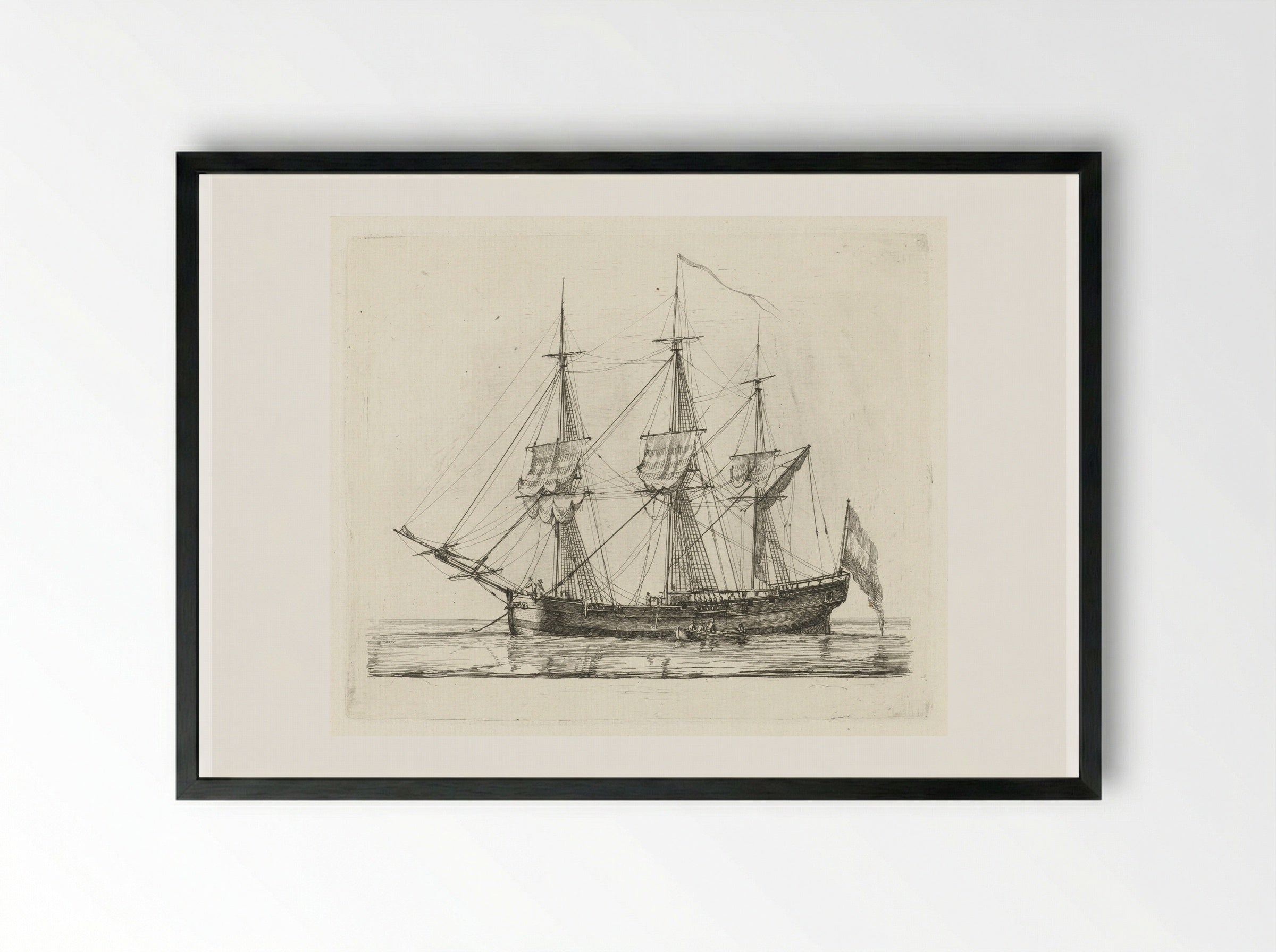 Driemaster voor anker - Gerrit Groenewegen - Framed Print Black