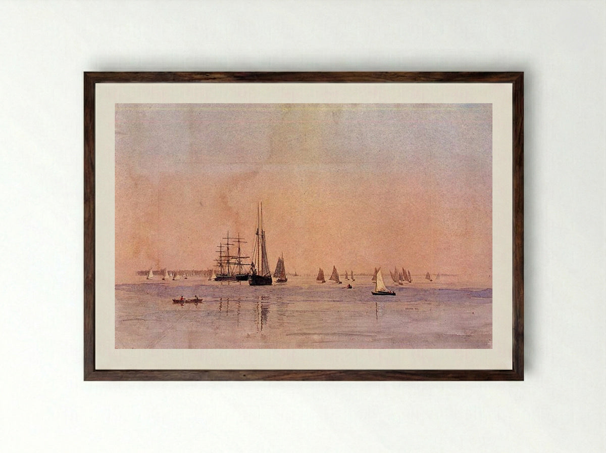 Drifting - Thomas Eakins - Framed Print Dark Wood