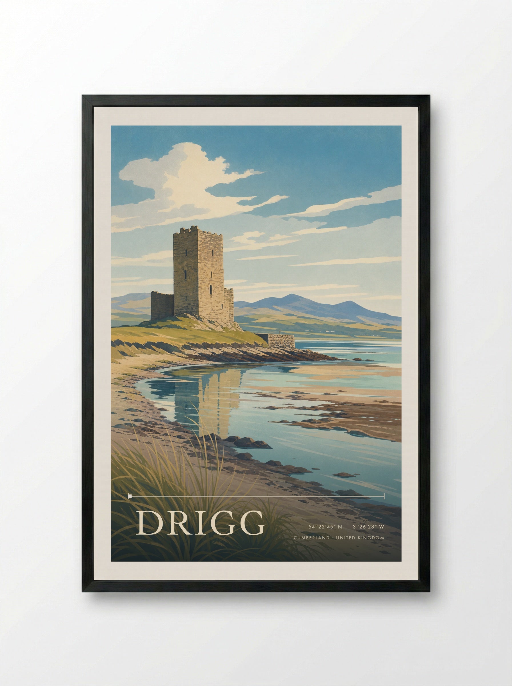 Drigg Cumberland United Kingdom Travel Poster - Framed Print Black