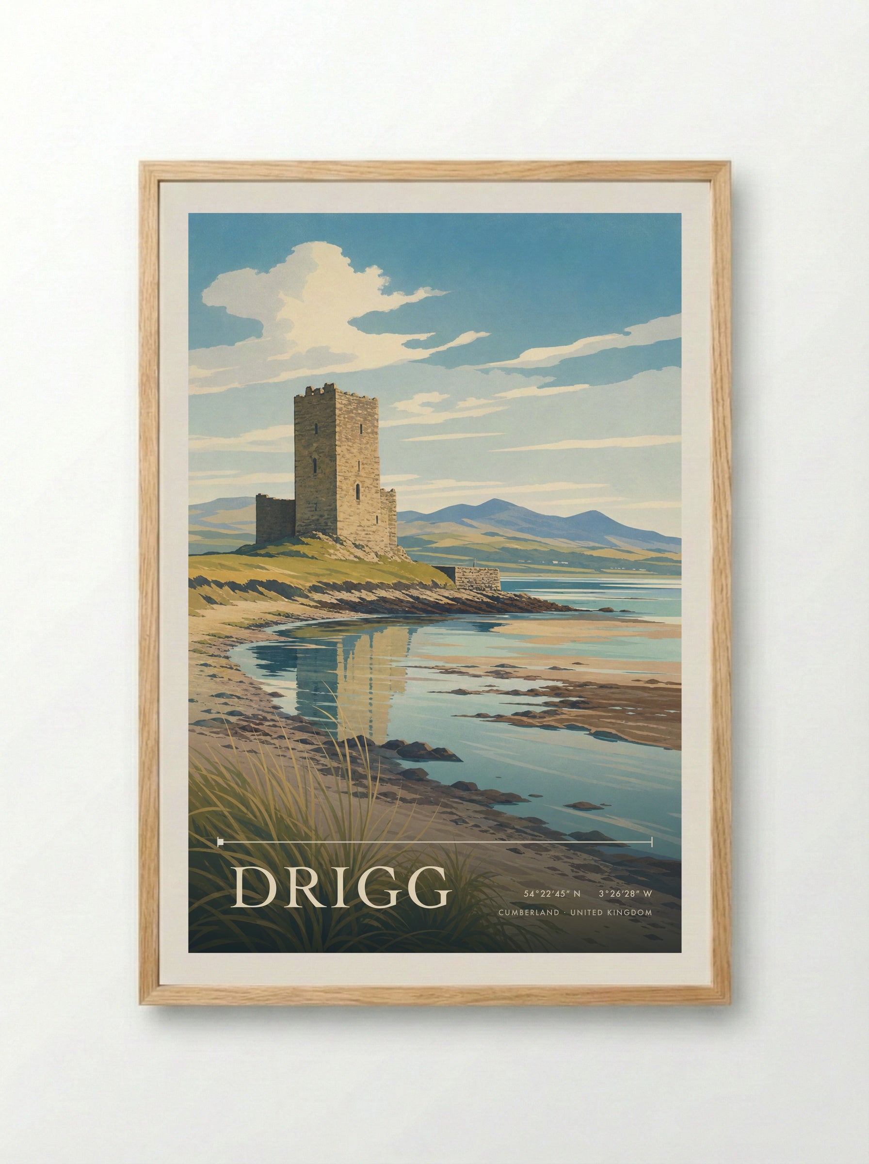 Drigg Cumberland United Kingdom Travel Poster - Framed Print Wood