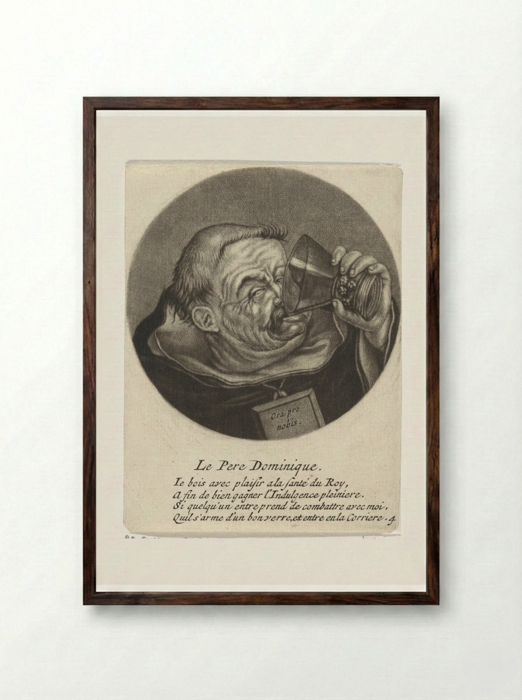 Drinkende dominicaan - Jacob Gole - Framed Print Dark Wood
