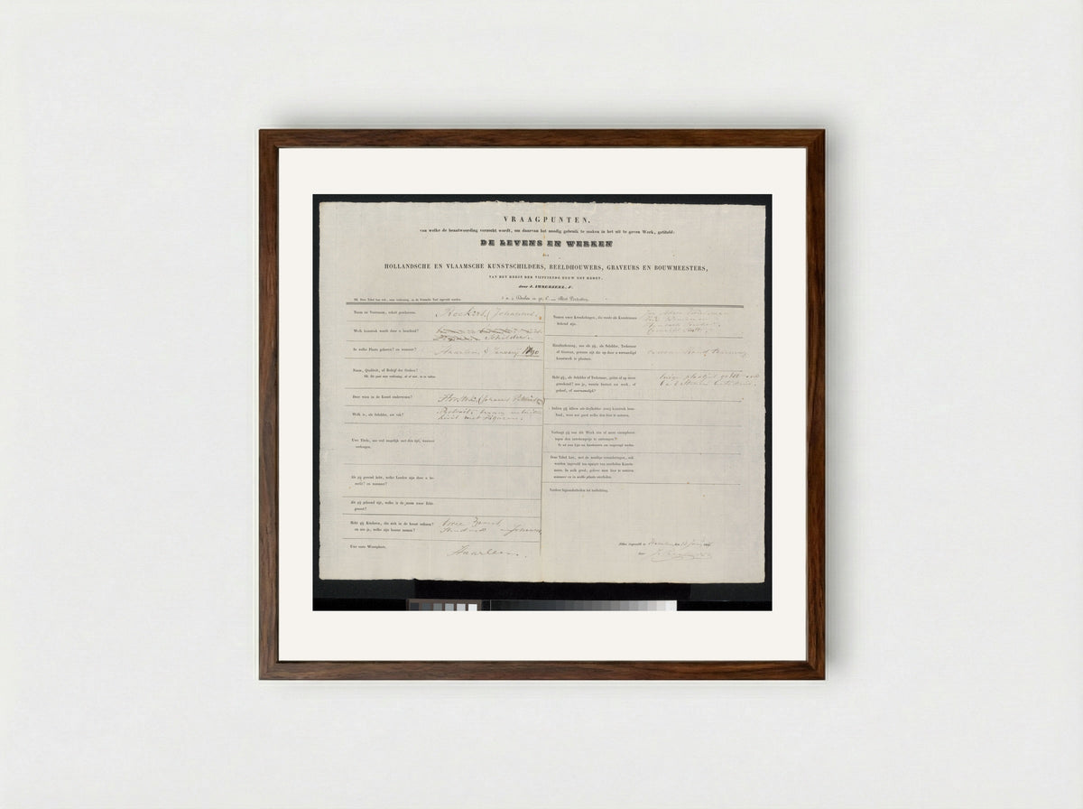 Drinkende man aan tafel - Johannes Reekers (I) - Framed Print Dark Wood