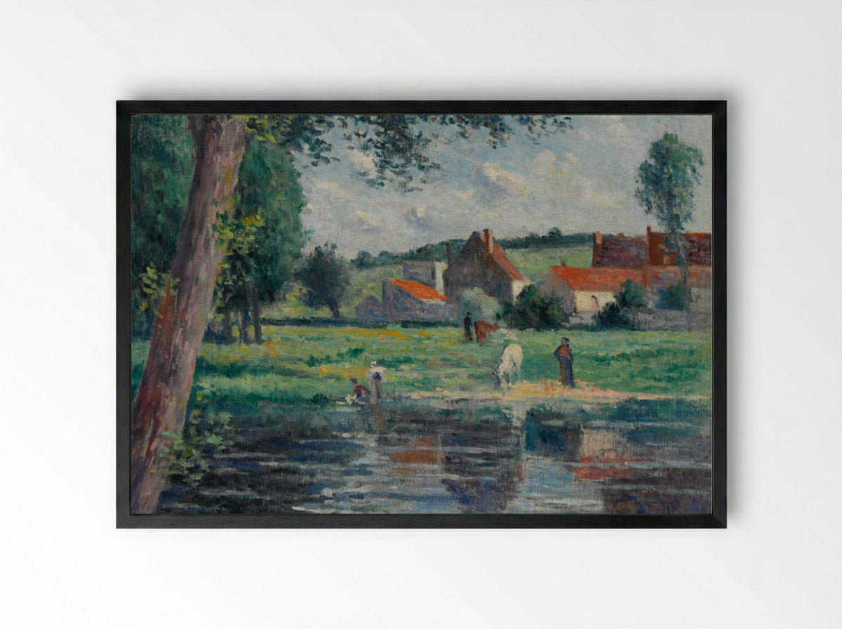 Drinker at the edge of the Cure - Maximilien Luce - Framed Print Black