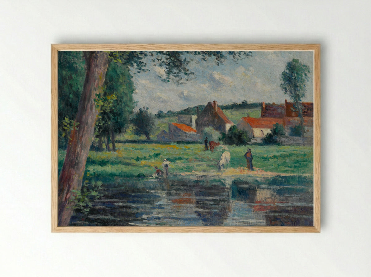 Drinker at the edge of the Cure - Maximilien Luce - Framed Print Wood