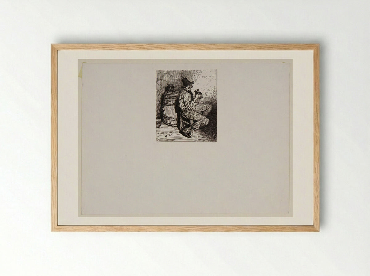 Drinker - Charles-Émile Jacque - Framed Print Wood