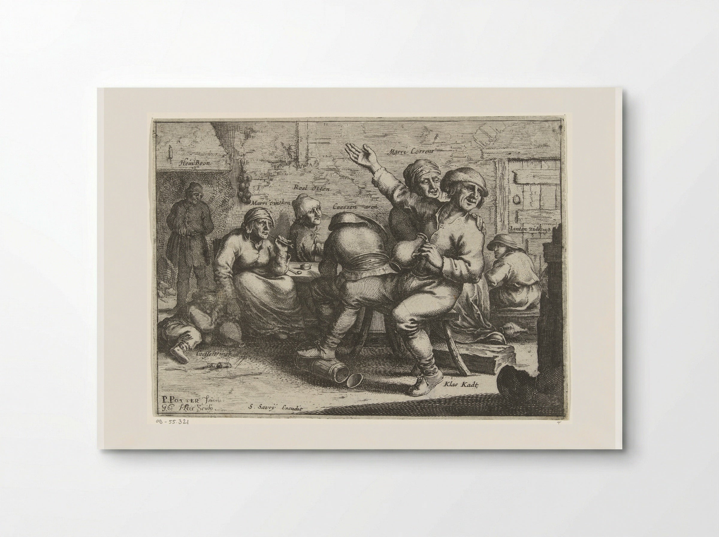 Drinkers en rokers in een interieur - Salomon Savery - Poster