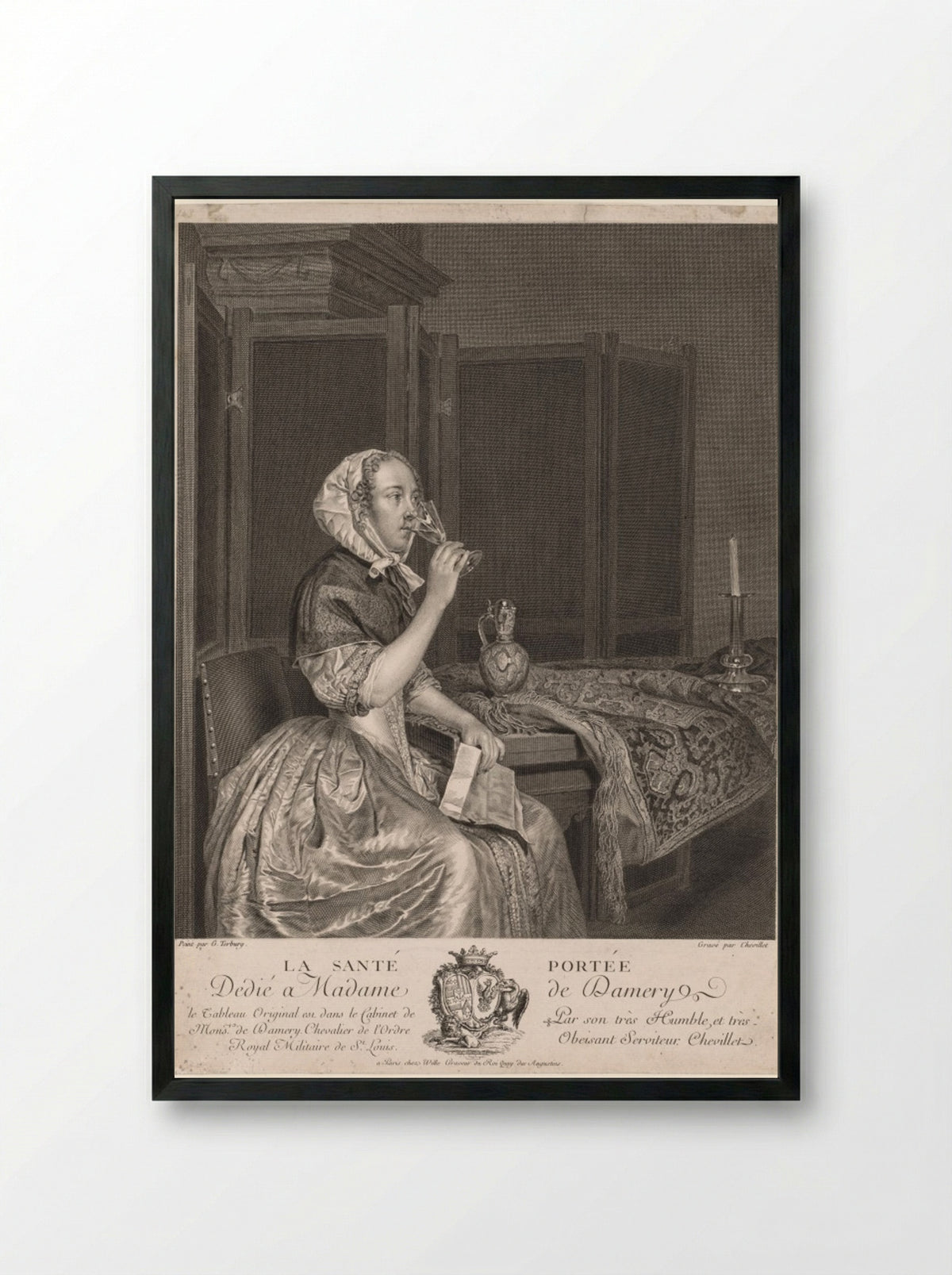Drinking a Toast - Gerard ter Borch - Framed Print Black