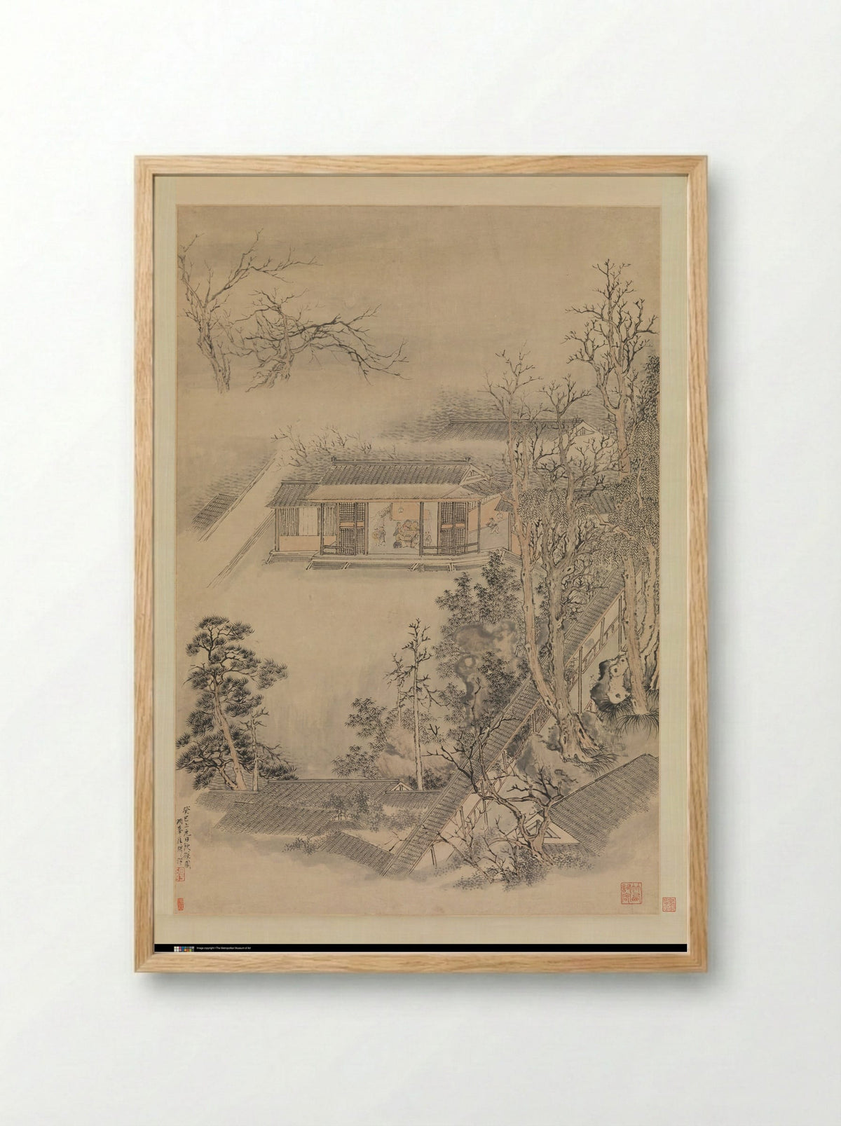 Drinking in the Bamboo Garden on the Lantern Festival - Luo Ping - Framed Print Wood