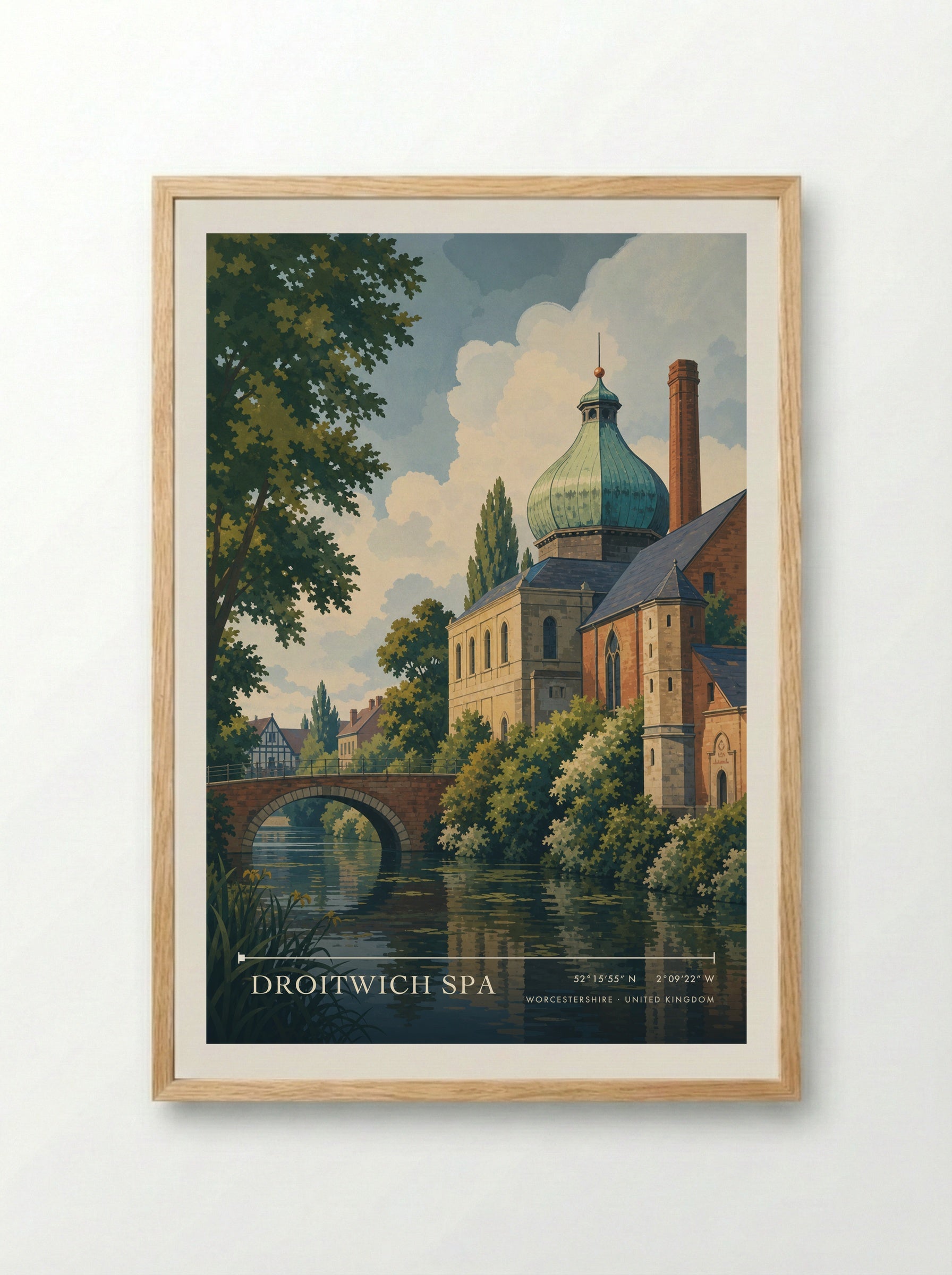 Droitwich Spa Worcestershire United Kingdom Travel Poster - Framed Print Wood