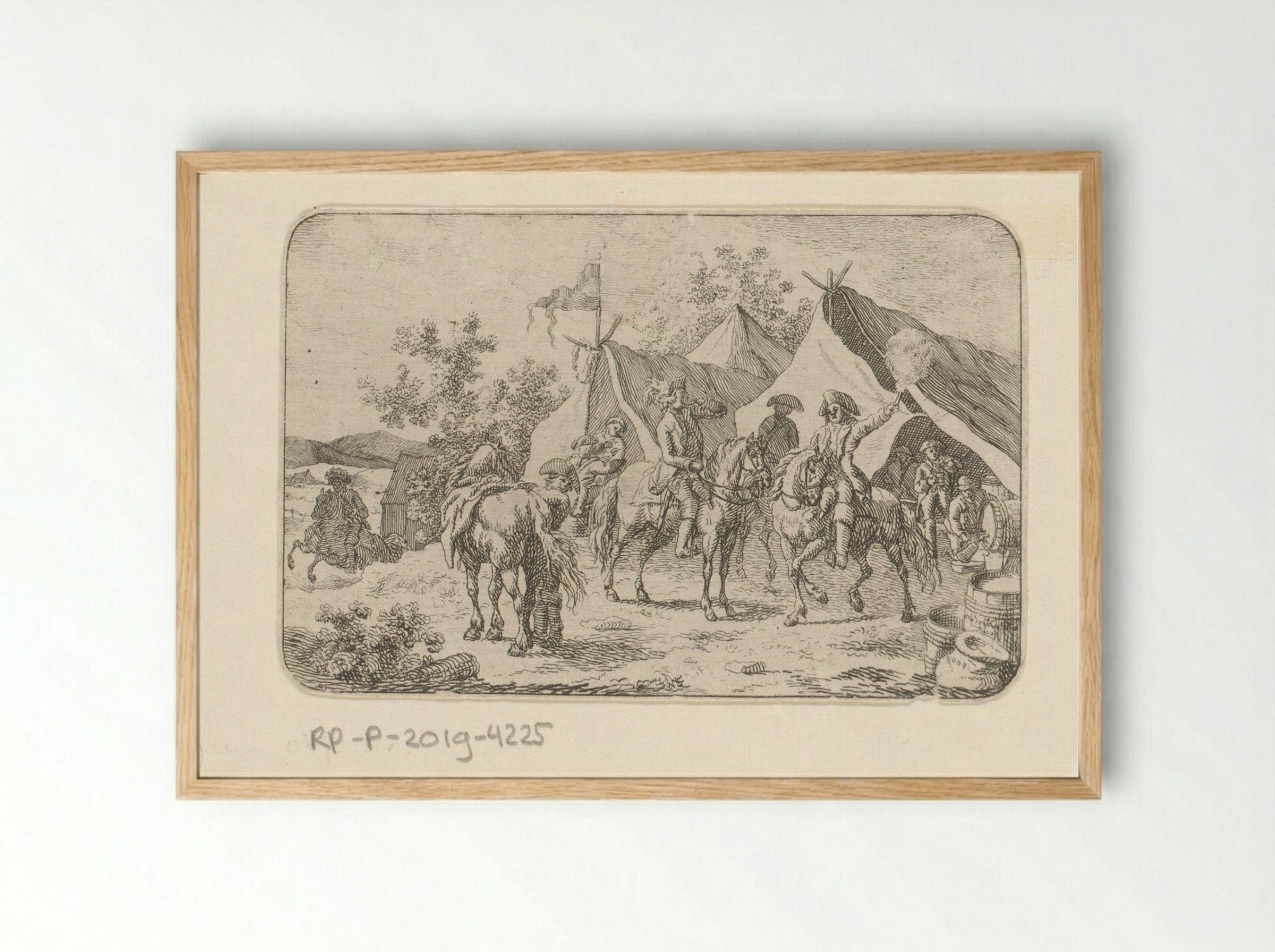 Dronken soldaten in legerkamp - Jacob Elias van Varelen - Framed Print Wood