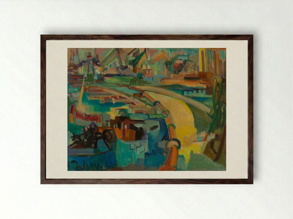 Droogdok op Curaçao - Suzanne Perlman - Framed Print Dark Wood