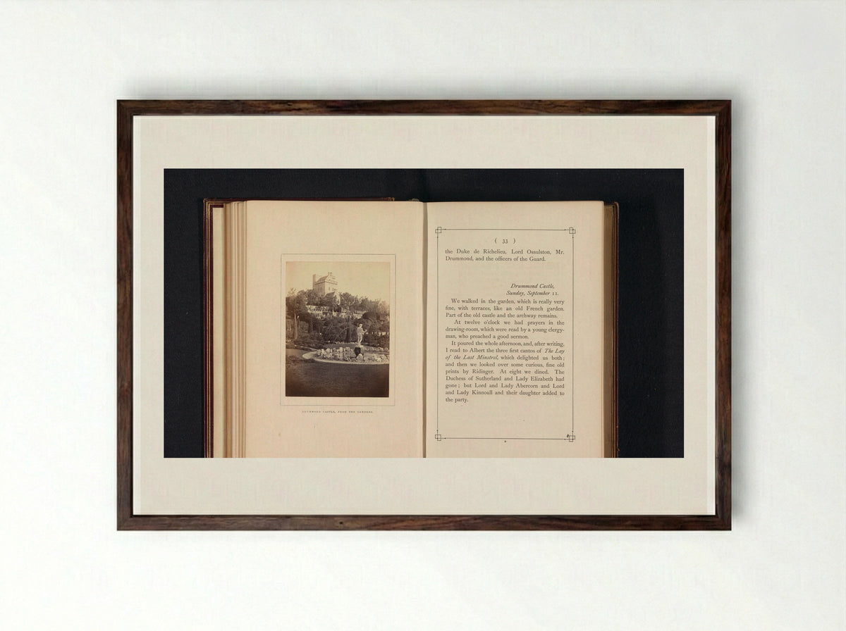Drummond Castle, from the Gardens - George Washington Wilson - Framed Print Dark Wood