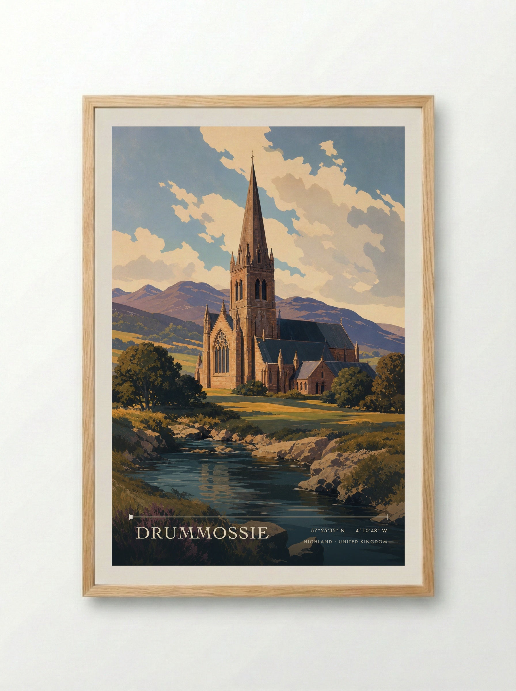 Drummossie Highland United Kingdom Travel Poster - Framed Print Wood