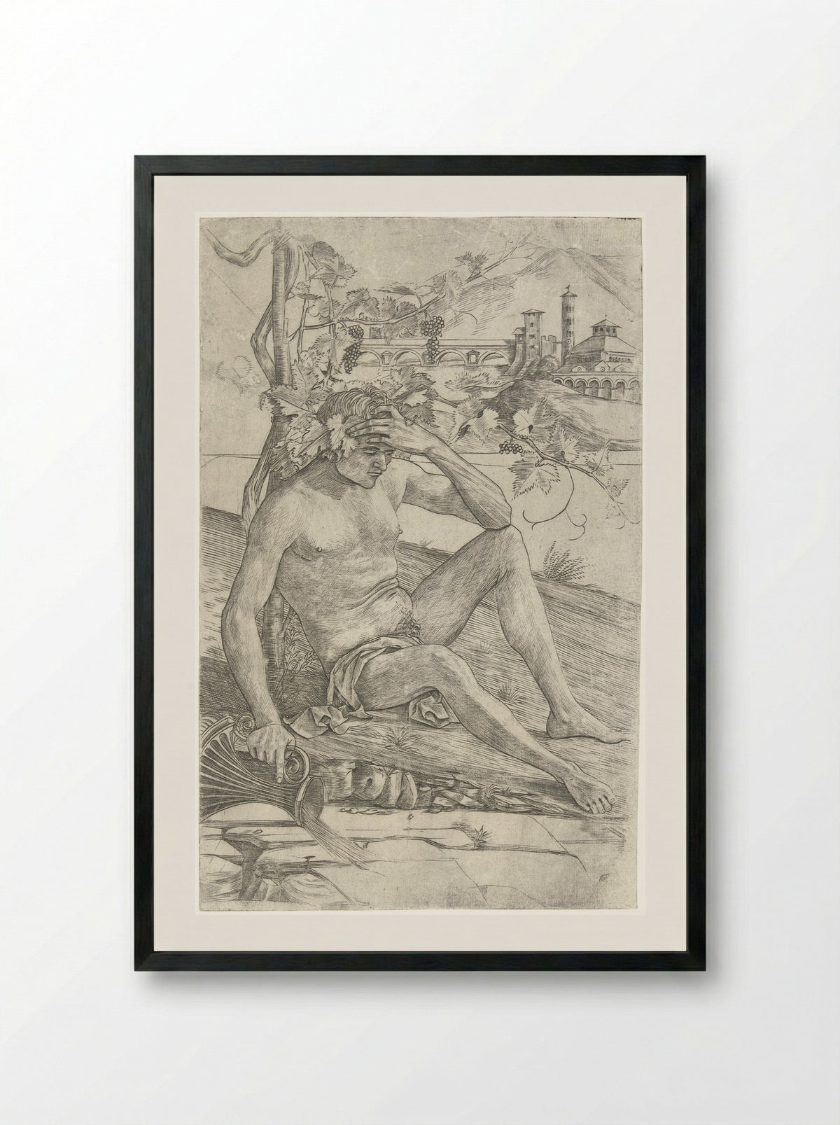 Drunken Bacchus - Girolamo Mocetto - Framed Print Black