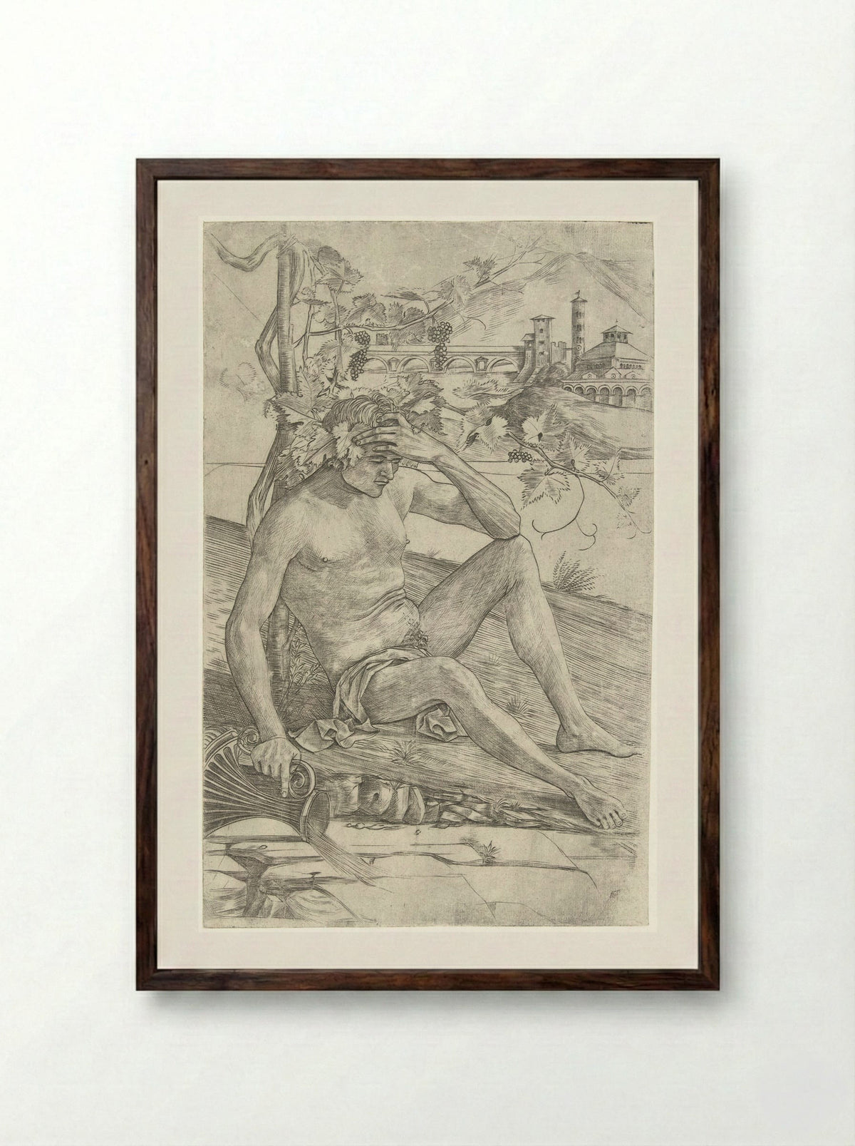 Drunken Bacchus - Girolamo Mocetto - Framed Print Dark Wood
