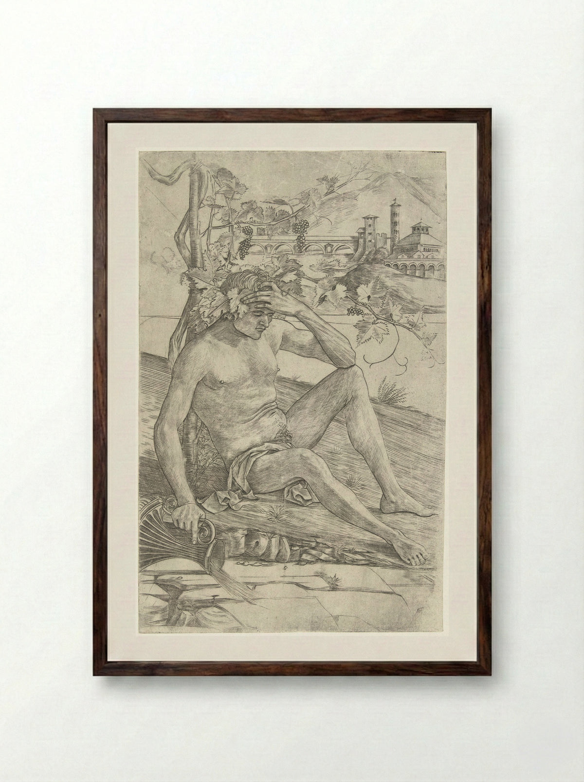 Drunken Bacchus - Girolamo Mocetto - Framed Print Dark Wood