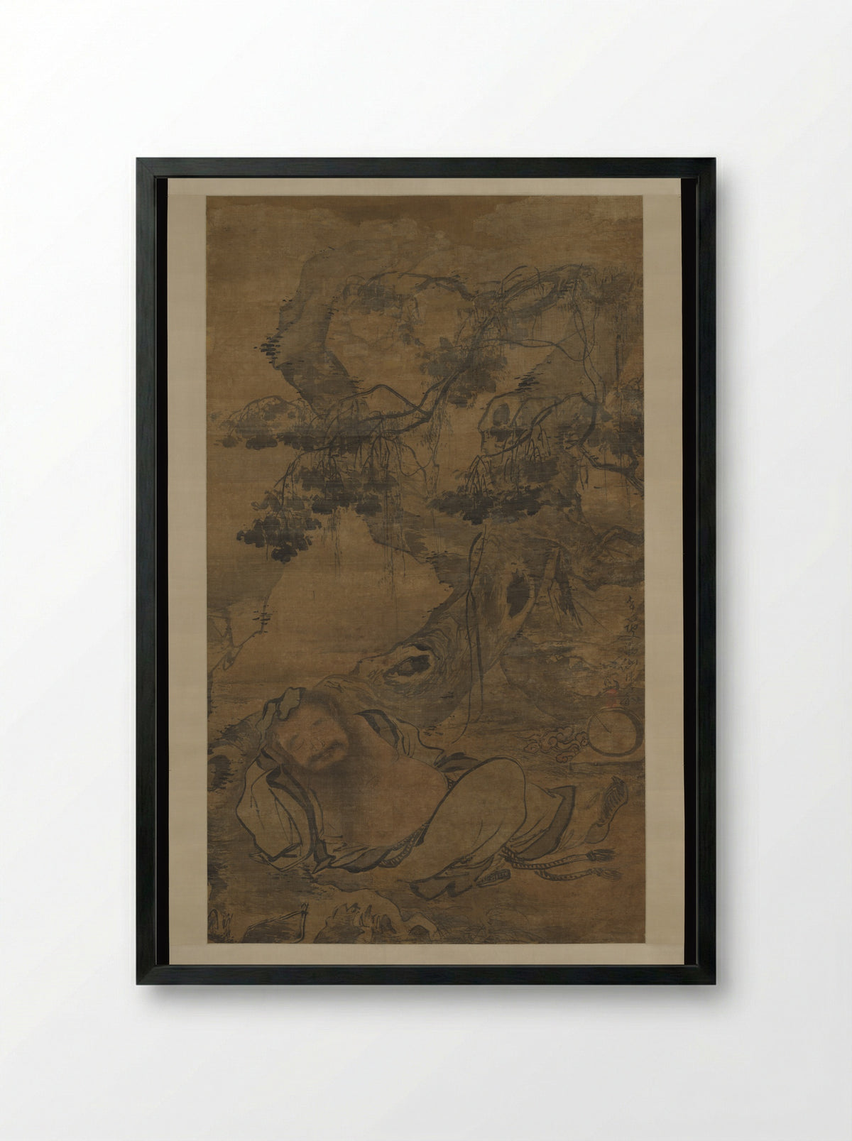 Drunken Recluse Beneath an Old Tree - Chen Zihe - Framed Print Black