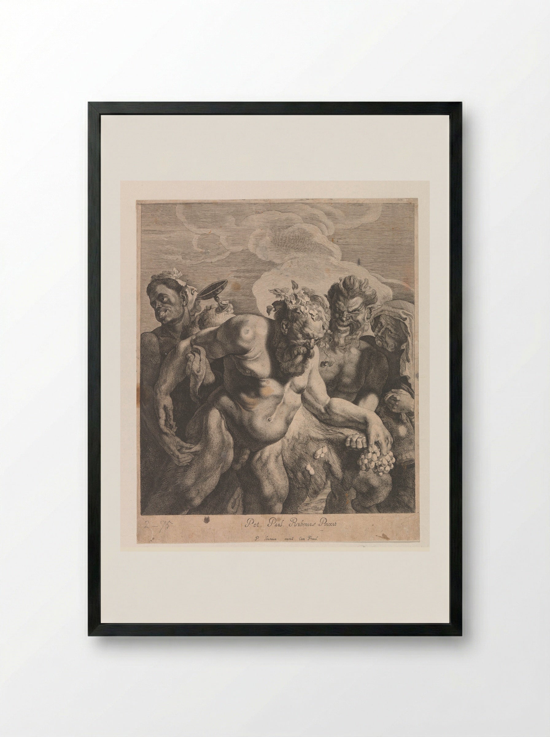 Drunken Silenus - Jonas Suyderhoef - Framed Print Black