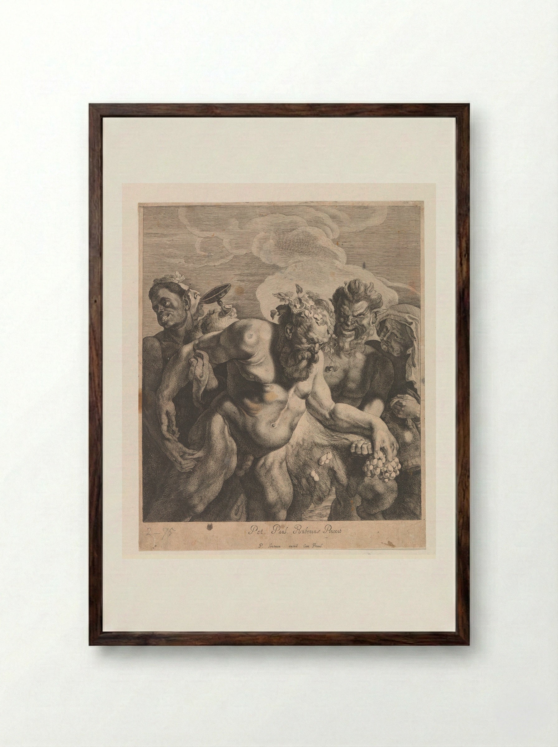 Drunken Silenus - Jonas Suyderhoef - Framed Print Dark Wood