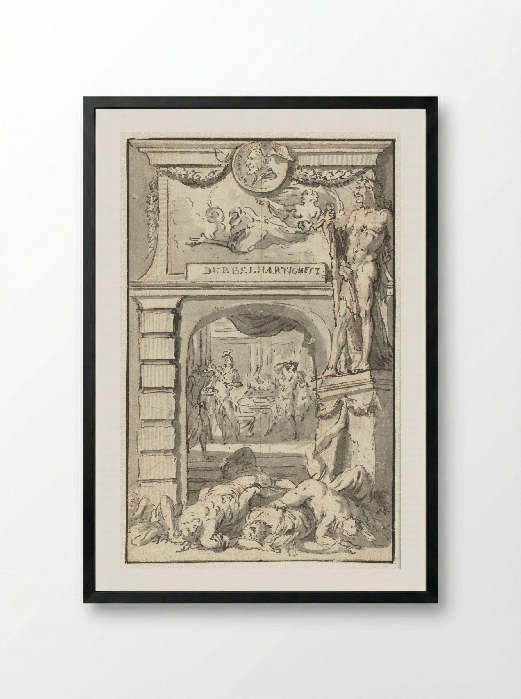 Dubbelhartigheid (Allegorical Study) - Jan Goeree - Framed Print Black