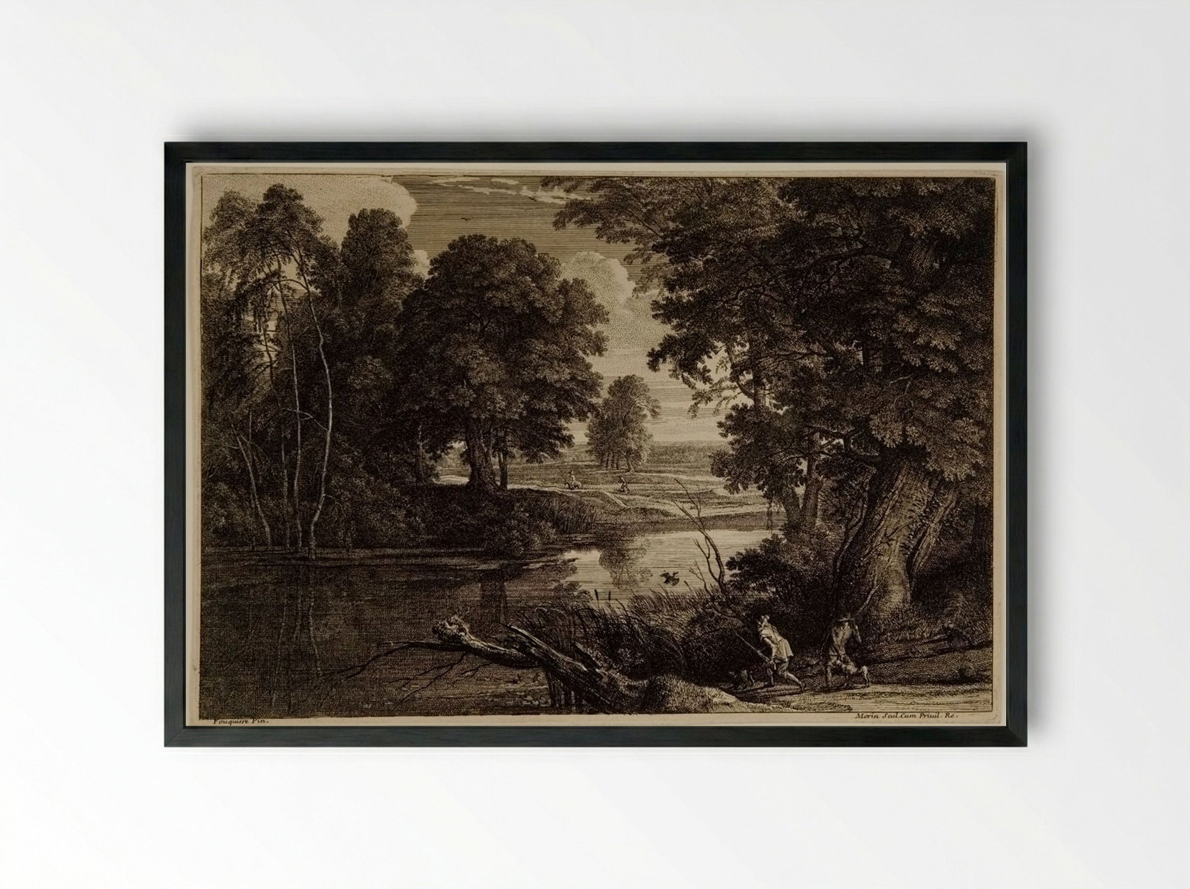 Duck Shooting - Jean Morin - Framed Print Black