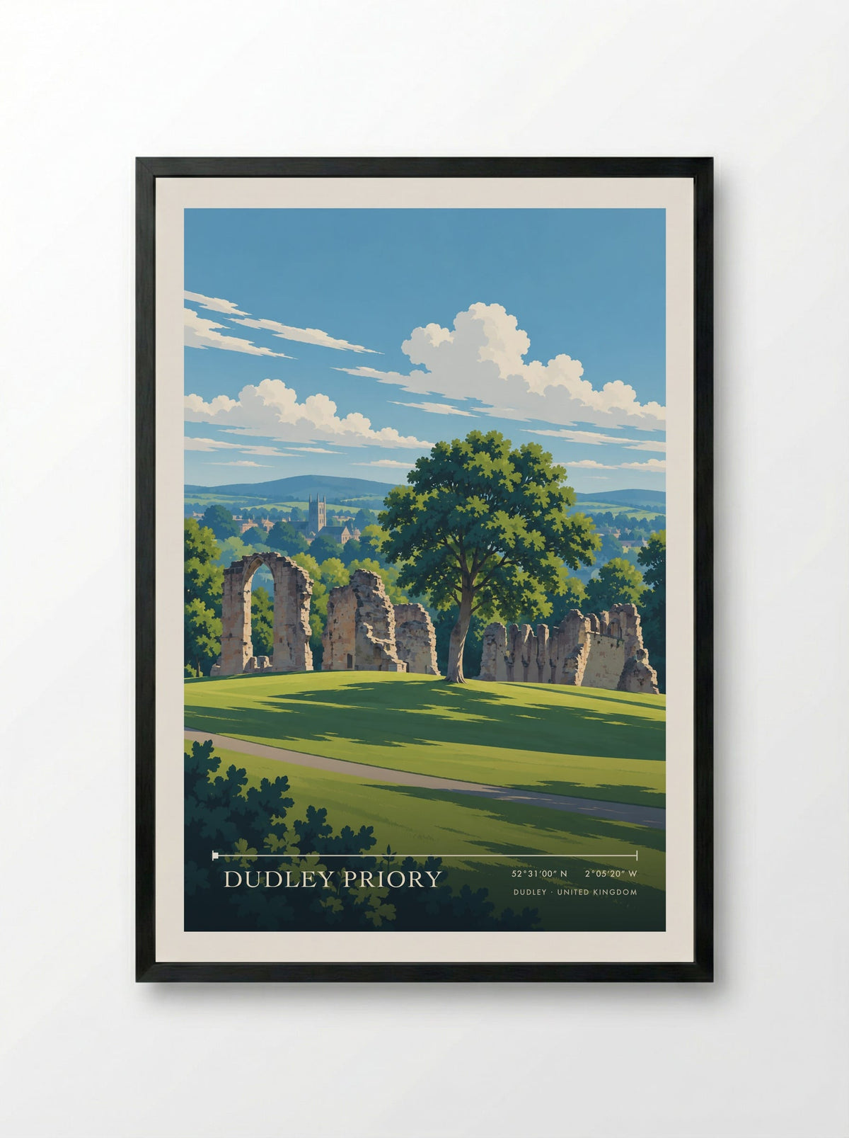 Dudley Priory | Travel Poster - Framed Print Black