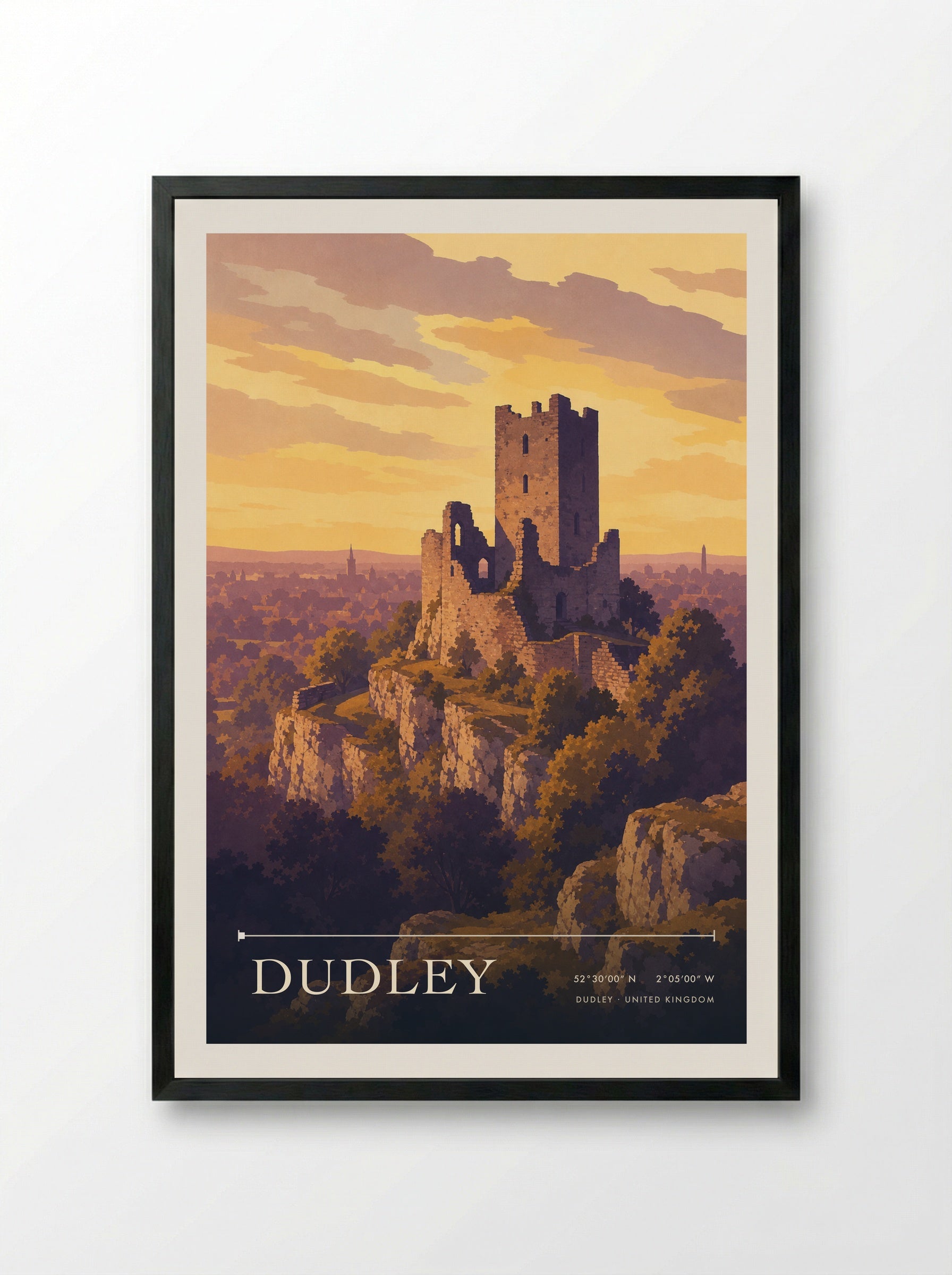 Dudley United Kingdom Travel Poster - Framed Print Black