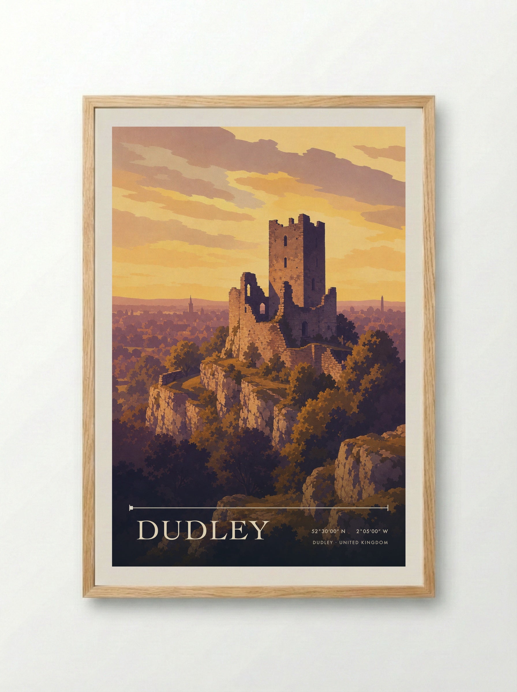Dudley United Kingdom Travel Poster - Framed Print Wood