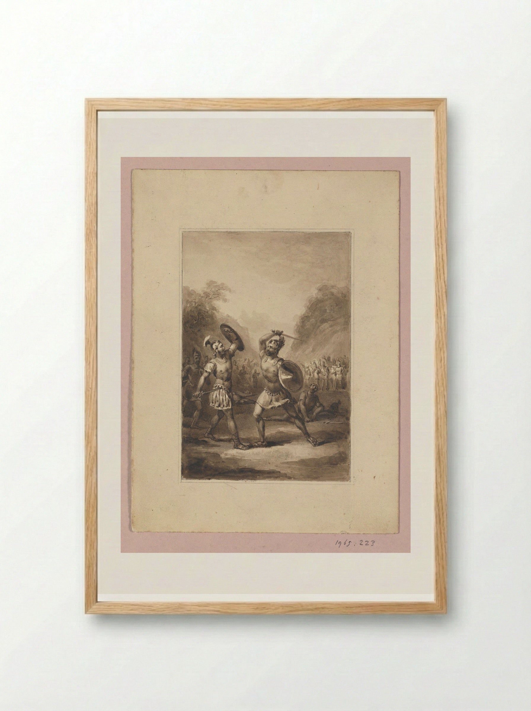 Duel tussen twee antieke soldaten - Johann Wilhelm Kaiser (I) - Framed Print Wood
