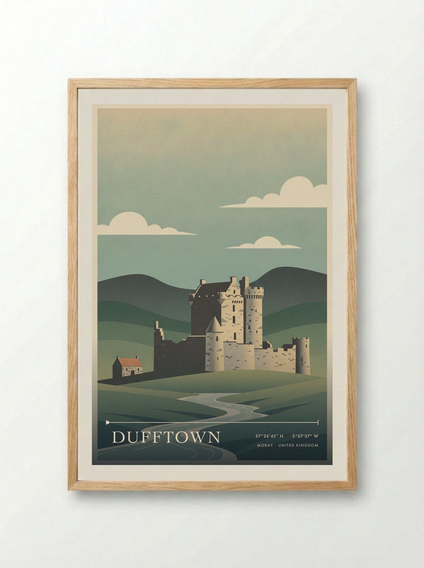 Dufftown Moray United Kingdom Travel Poster - Framed Print Wood