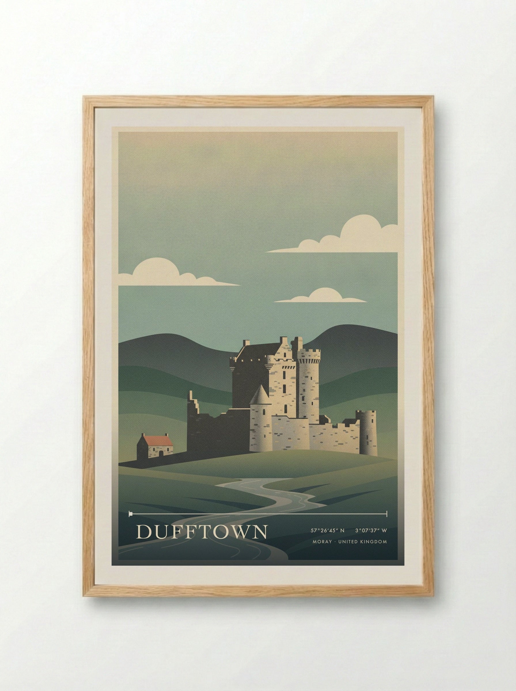 Dufftown Moray United Kingdom Travel Poster - Framed Print Wood
