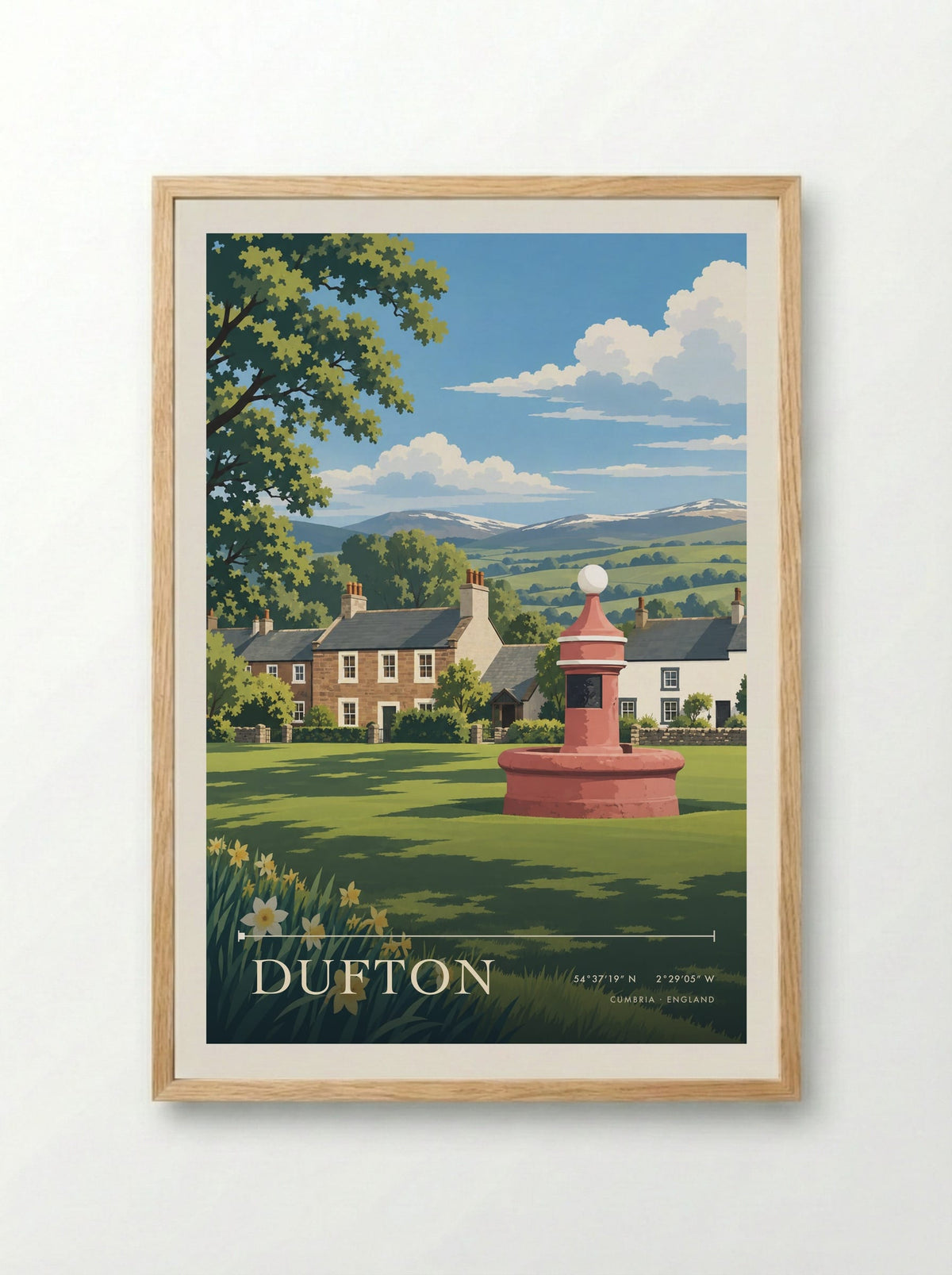 Dufton, Cumbria | Travel Poster - Framed Print Wood