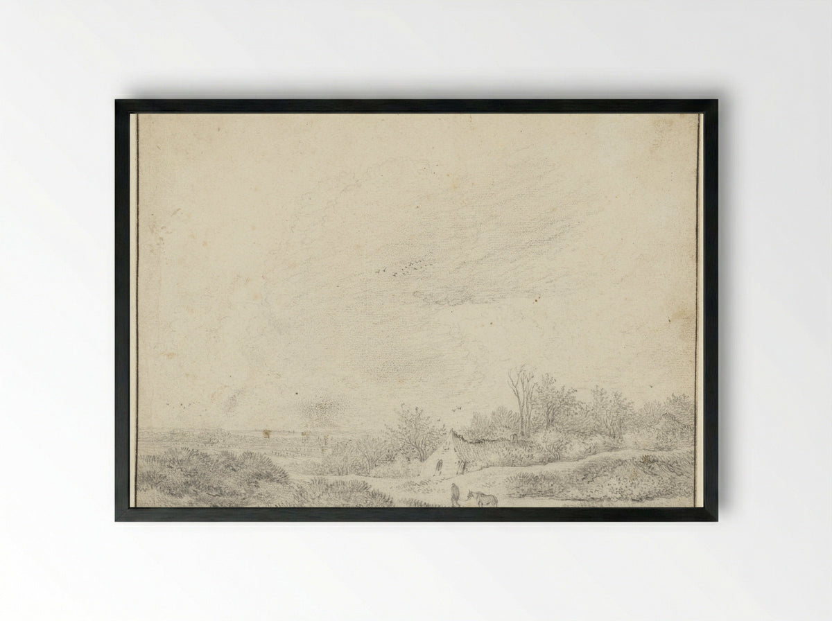 Duinlandschap met boerderijen - Guillam Du Bois - Framed Print Black