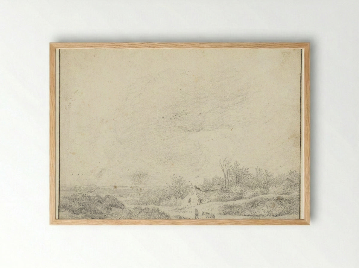 Duinlandschap met boerderijen - Guillam Du Bois - Framed Print Wood