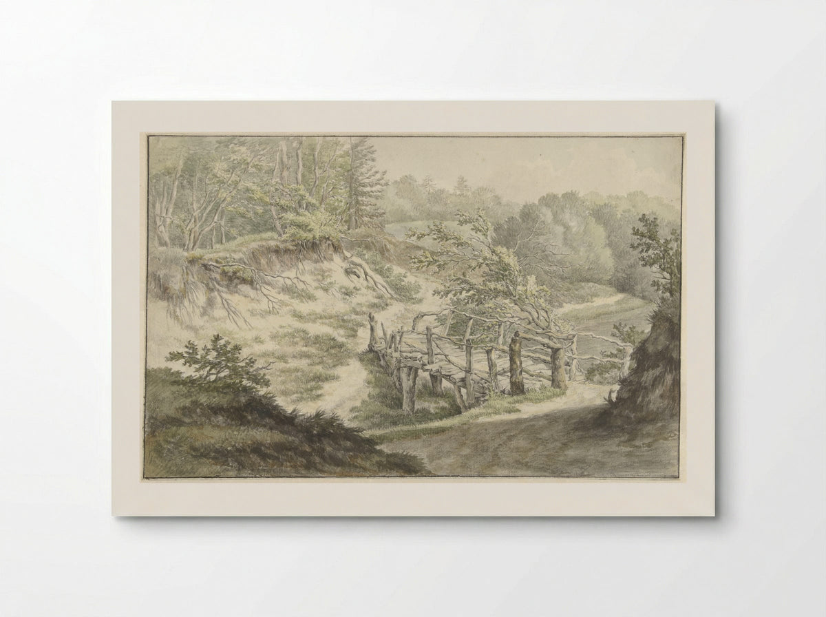 Duinlandschap met houten brug - Willem Uppink - Poster