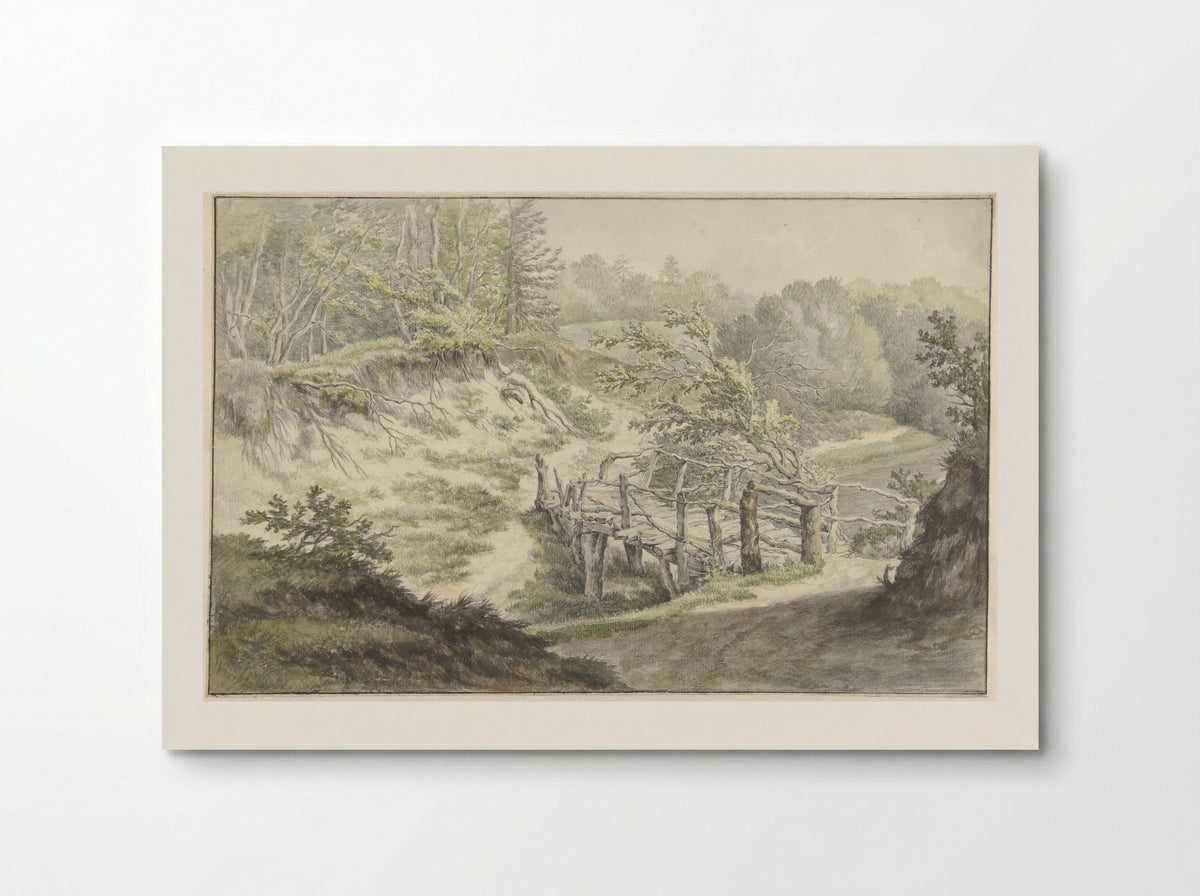 Duinlandschap met houten brug - Willem Uppink - Poster