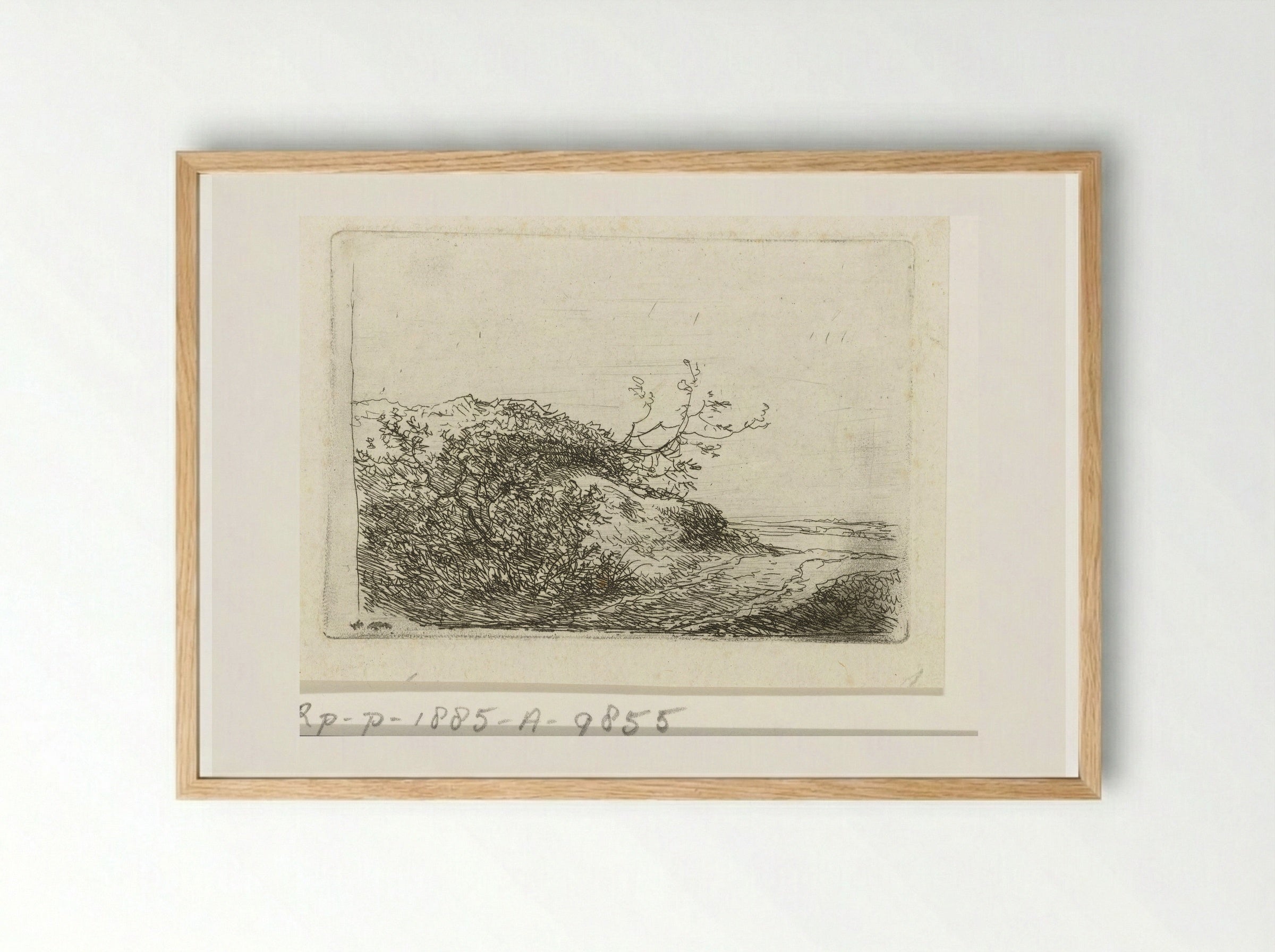 Duinlandschap met struiken - Andreas Schelfhout - Framed Print Wood