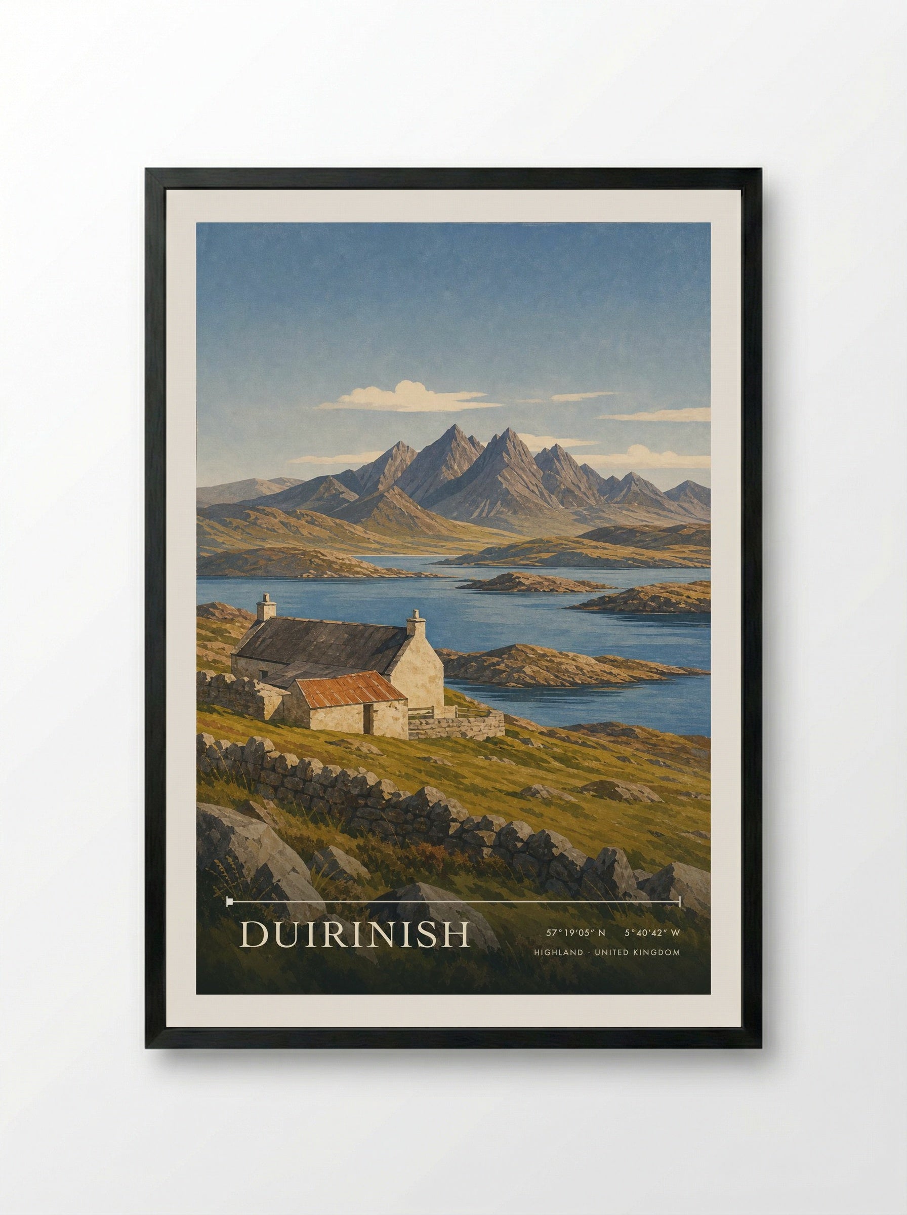 Duirinish Highland United Kingdom Travel Poster - Framed Print Black