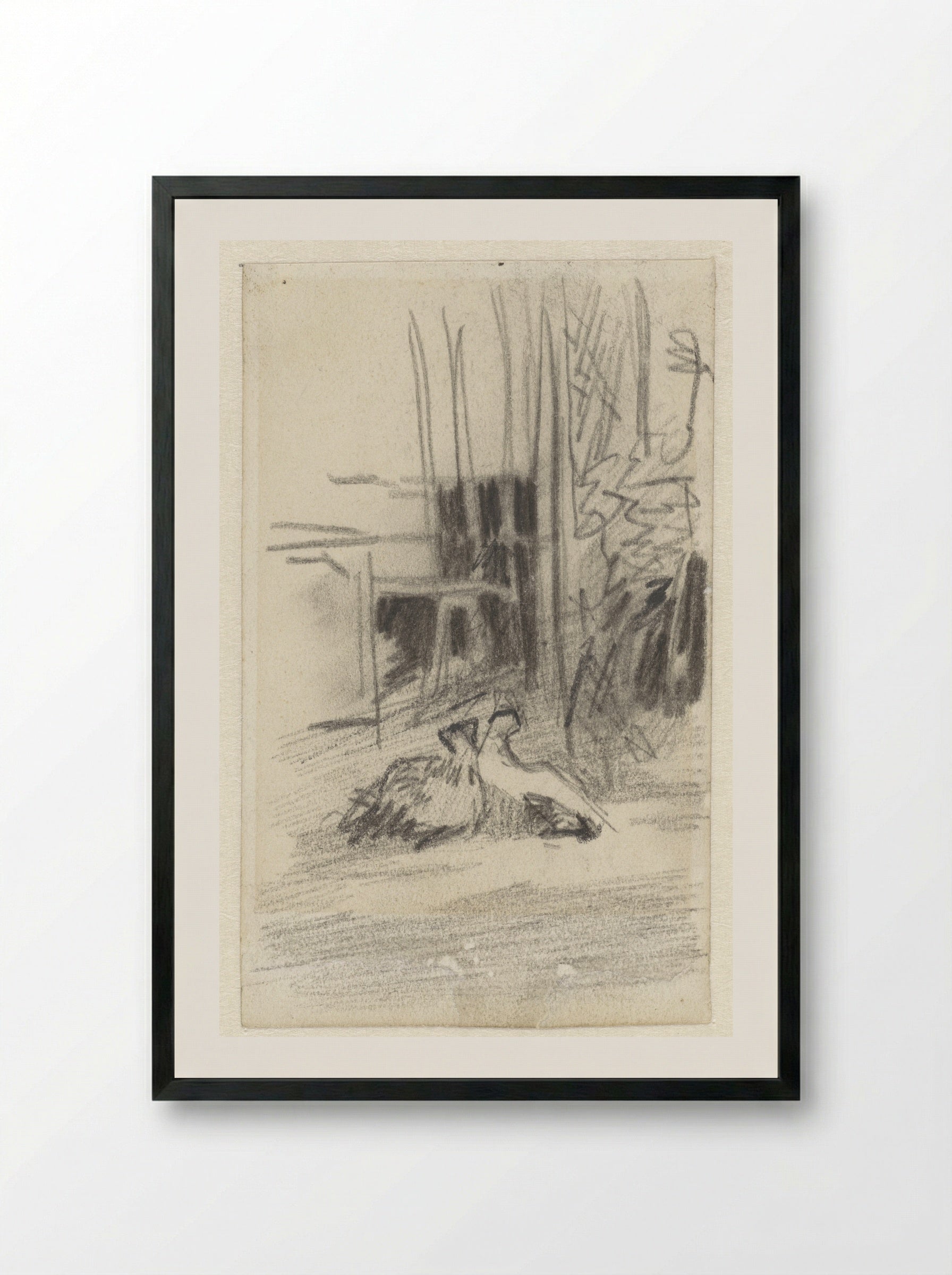 Duiven in een hof - Jacob Maris - Framed Print Black