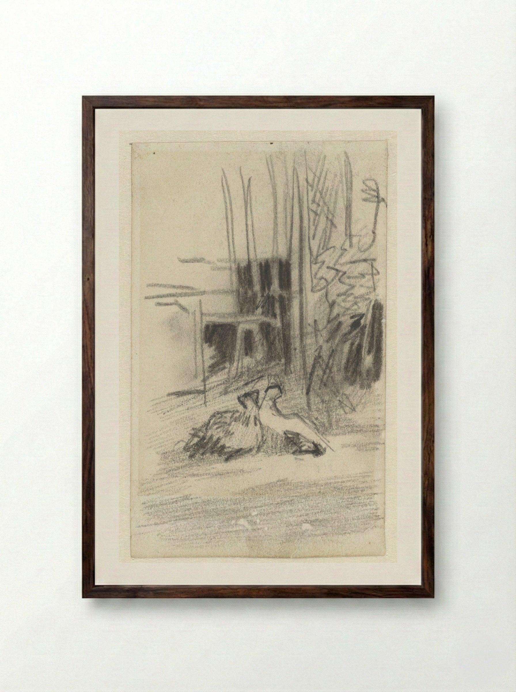 Duiven in een hof - Jacob Maris - Framed Print Dark Wood