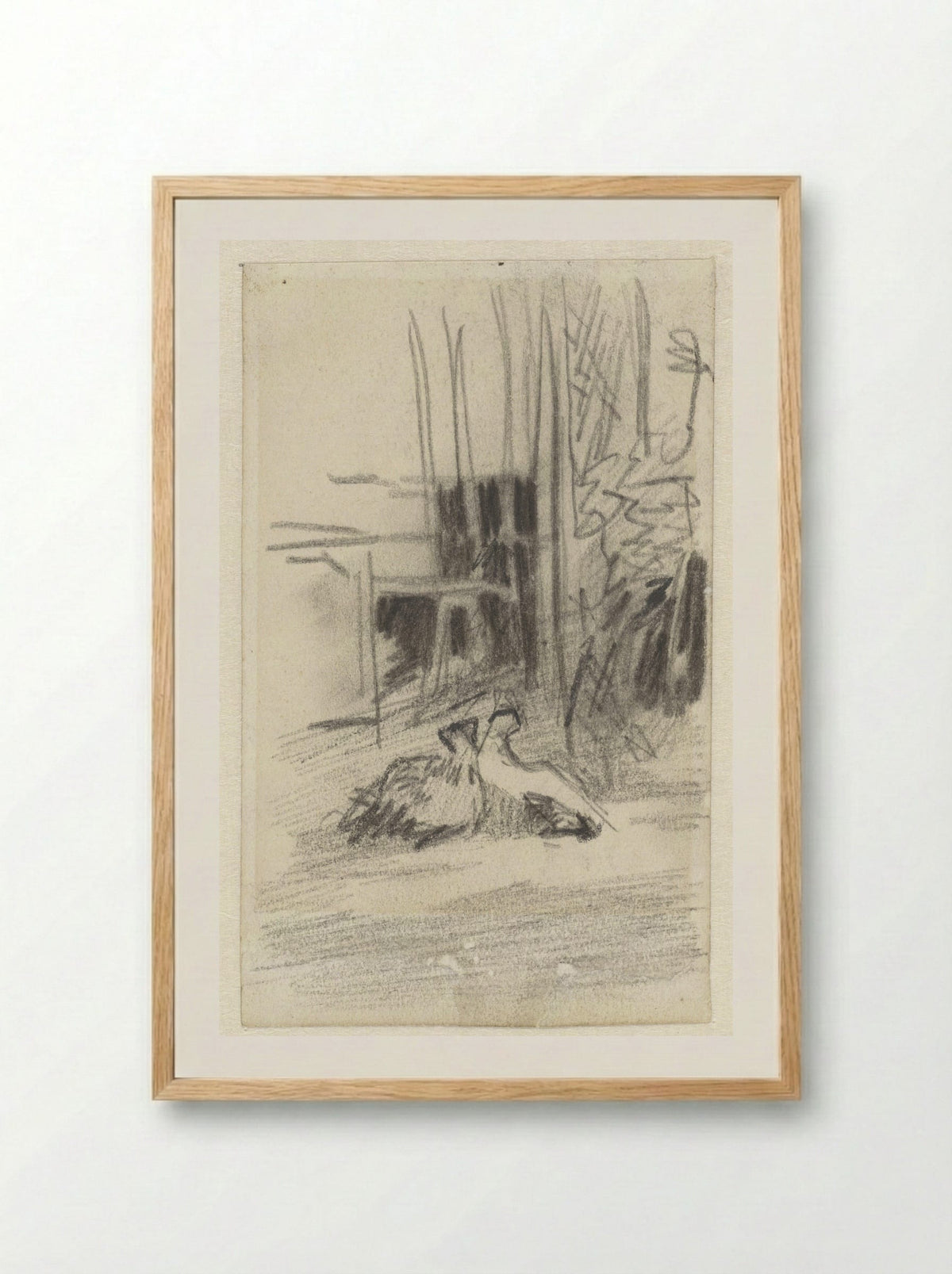 Duiven in een hof - Jacob Maris - Framed Print Wood