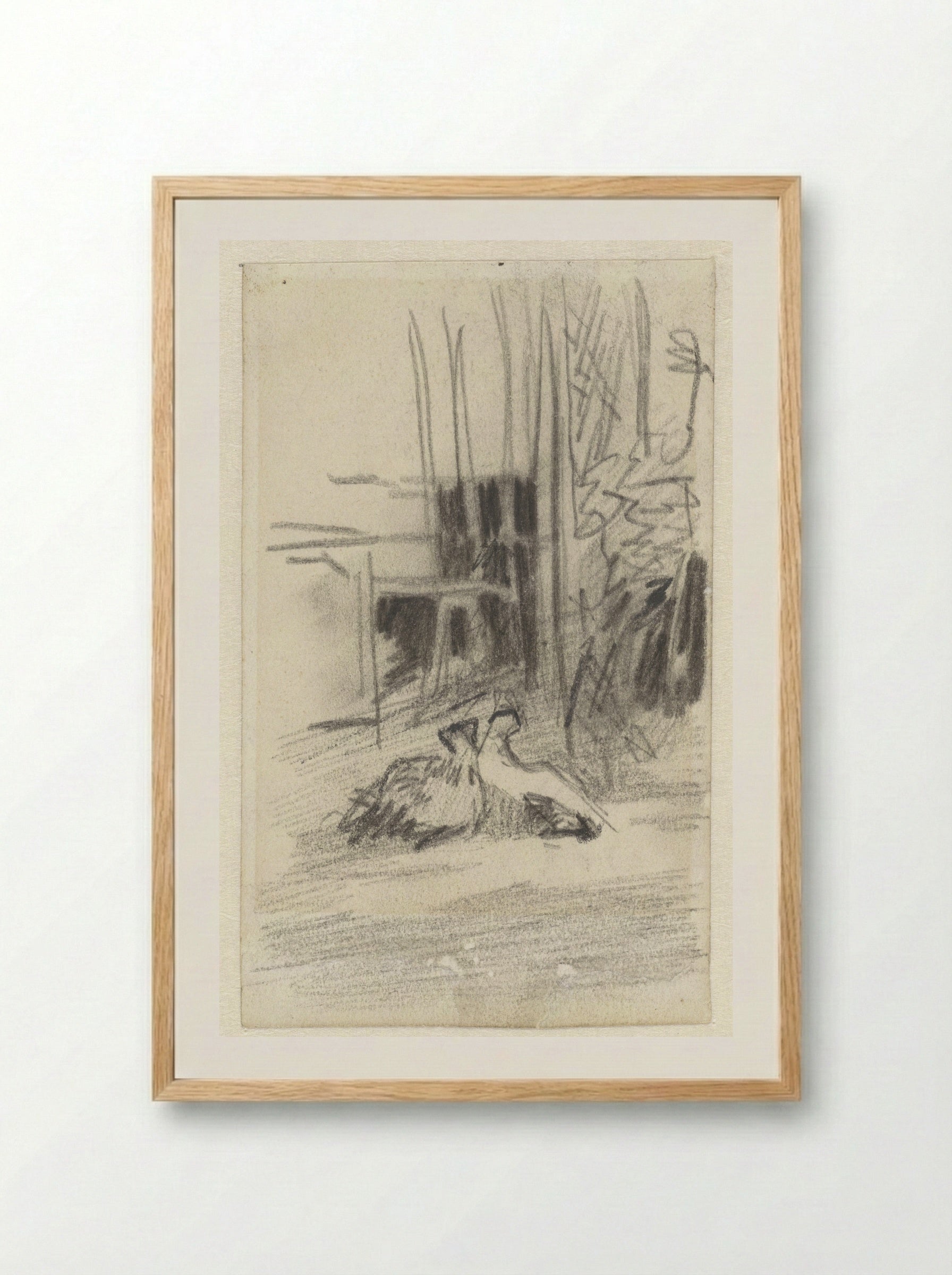 Duiven in een hof - Jacob Maris - Framed Print Wood