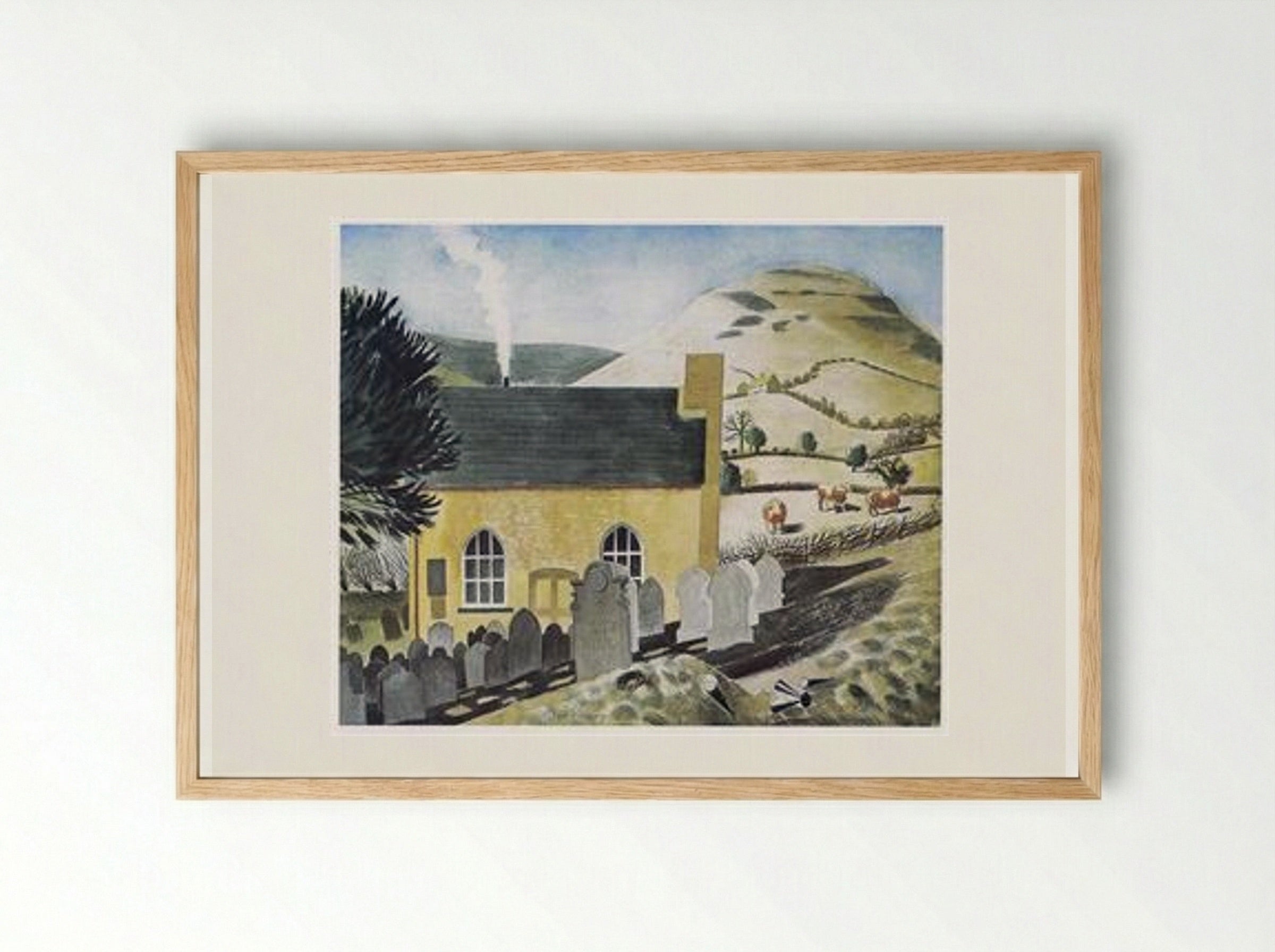Duke of Hereford's Knob and Baptist Chapel at Capel-y-ffin - Eric Ravilious - Framed Print Wood